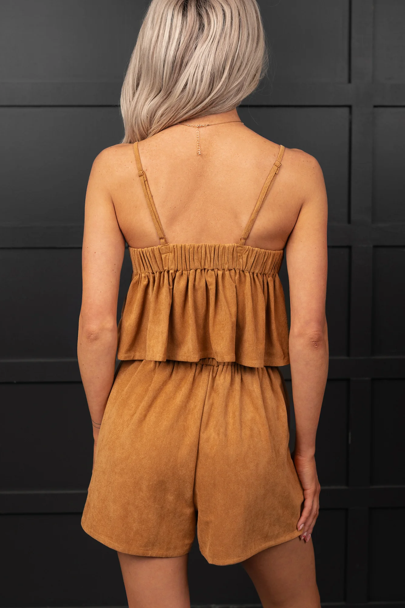 Southern Grace Faux Suede Pleated Set (Camel) - Image 5