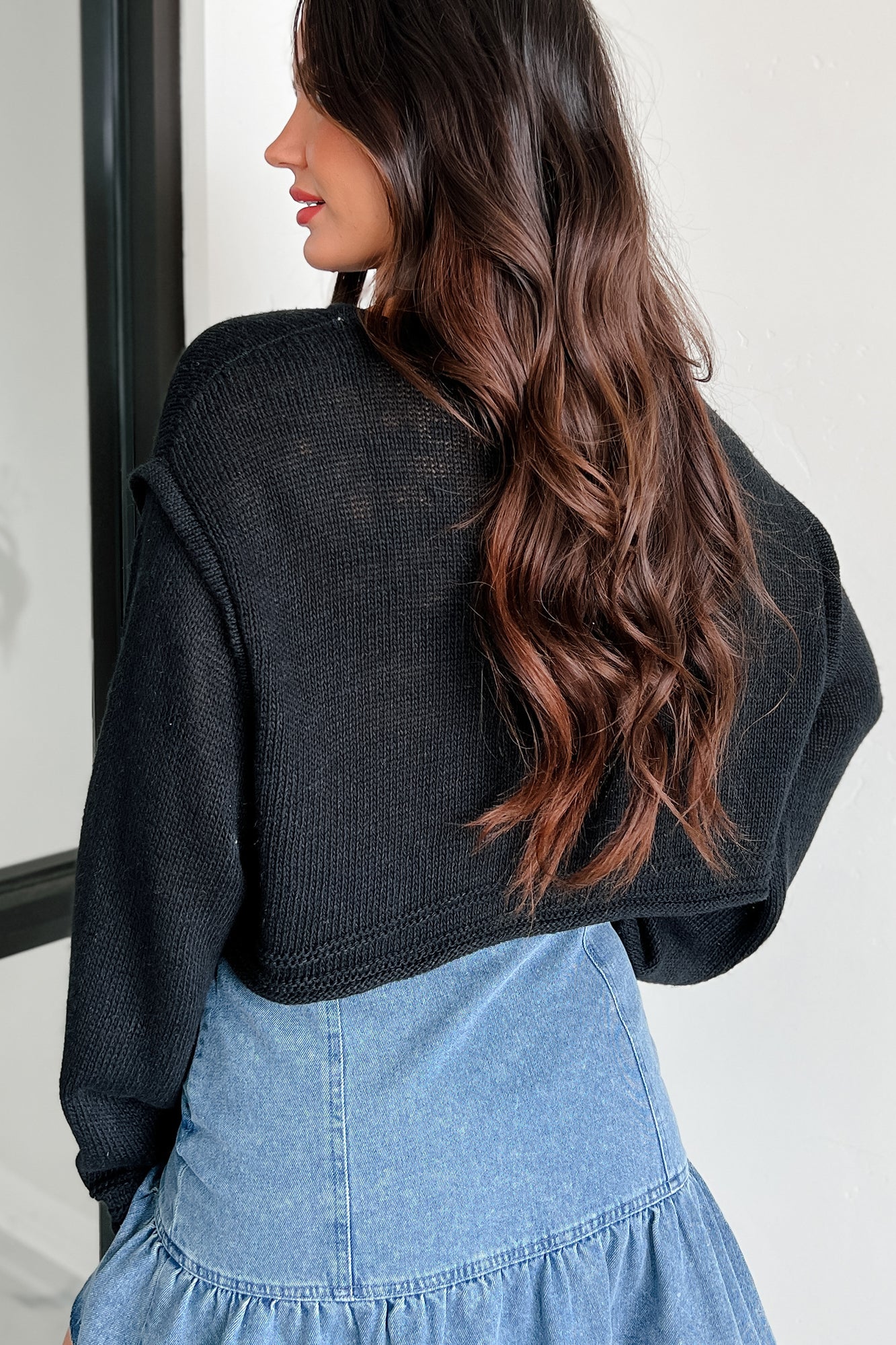 Spare My Heart Oversized Crop Sweater (Black) - Image 10