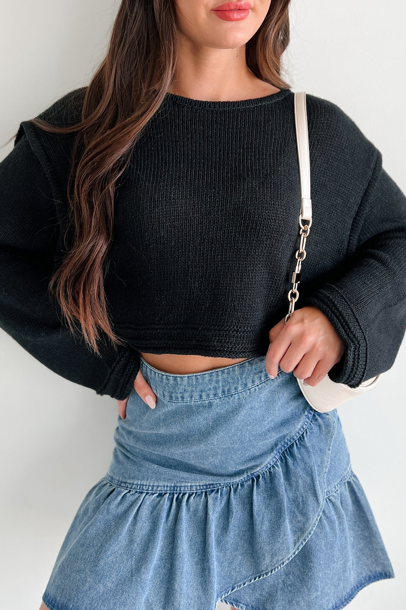 Spare My Heart Oversized Crop Sweater (Black) - Image 8