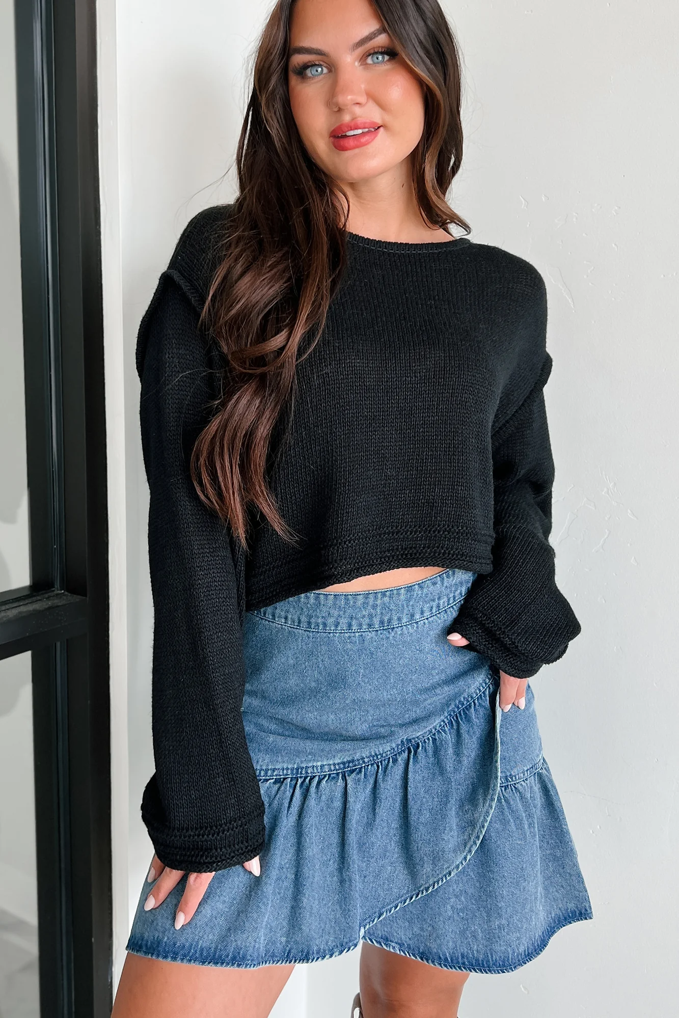 Spare My Heart Oversized Crop Sweater (Black) - Image 9
