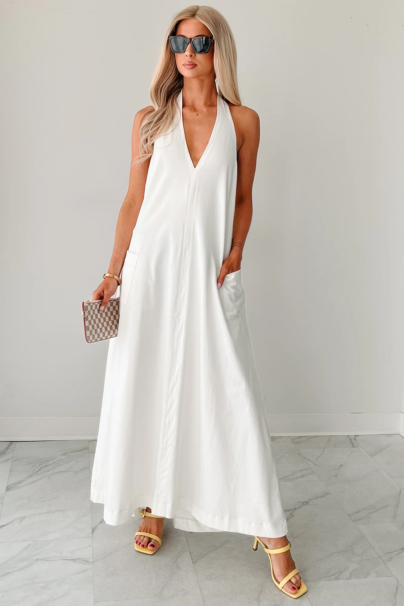 Speak Your Truth Halter Maxi Dress (Off White) - Image 4