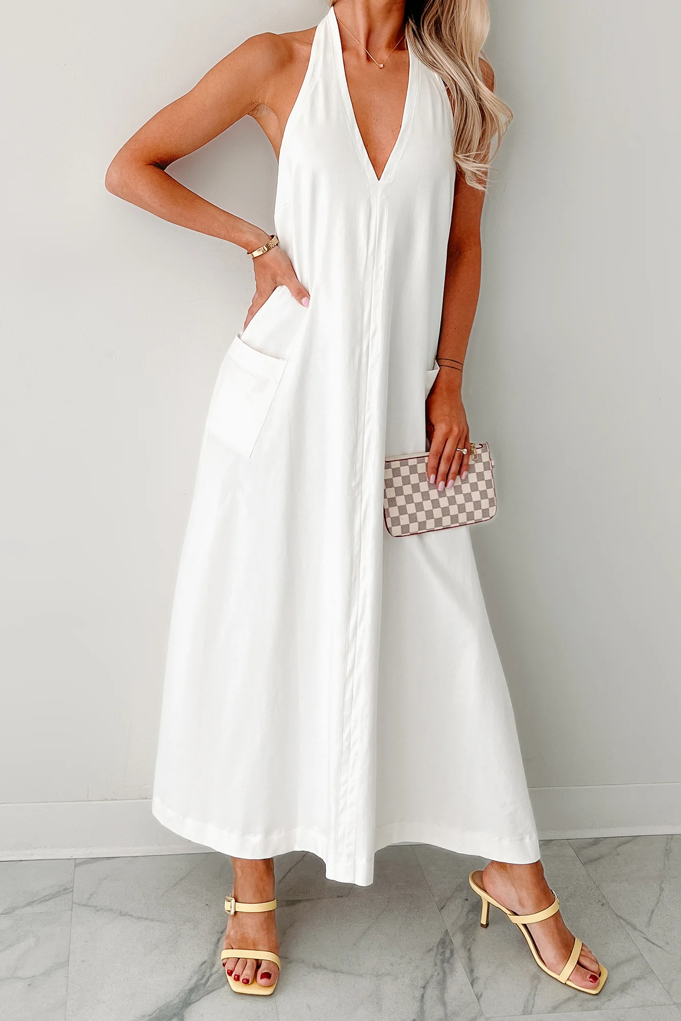 Speak Your Truth Halter Maxi Dress (Off White) - Image 5