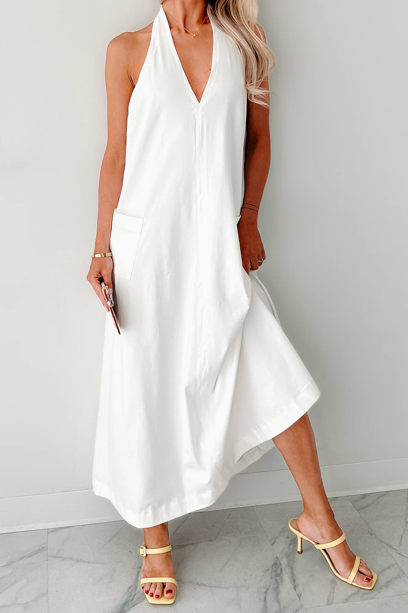 Speak Your Truth Halter Maxi Dress (Off White) - Image 7