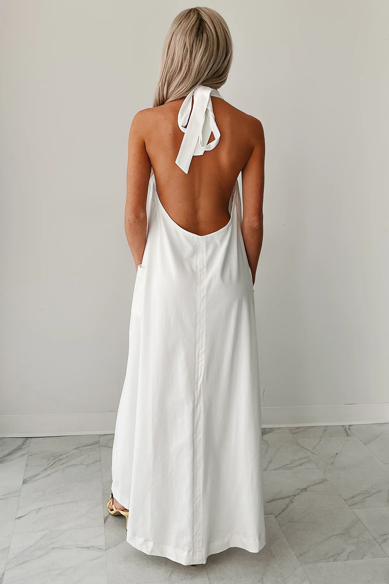 Speak Your Truth Halter Maxi Dress (Off White) - Image 8