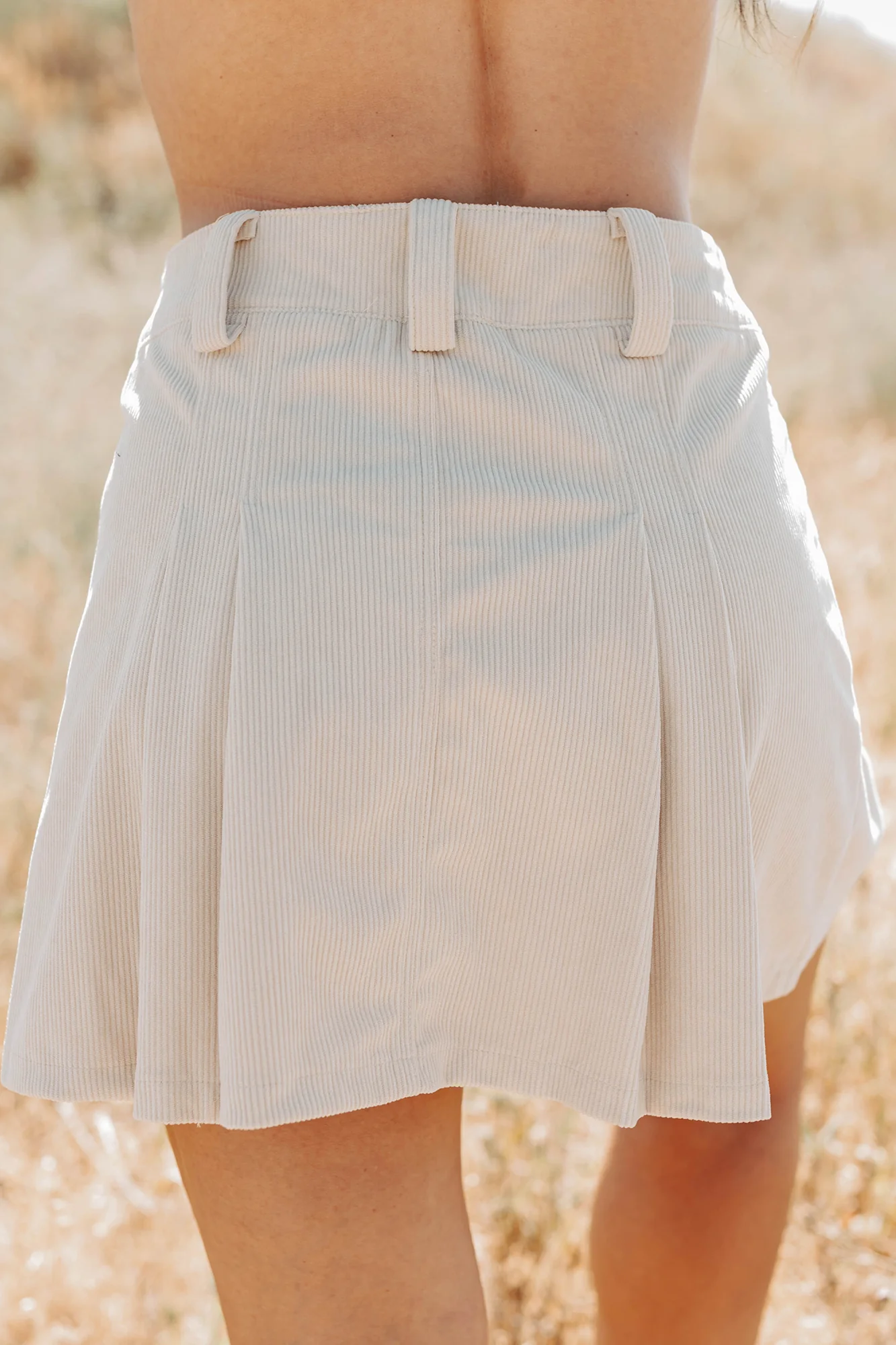 Spring In The Air Corduroy Mini Skirt (Beige) - Image 5