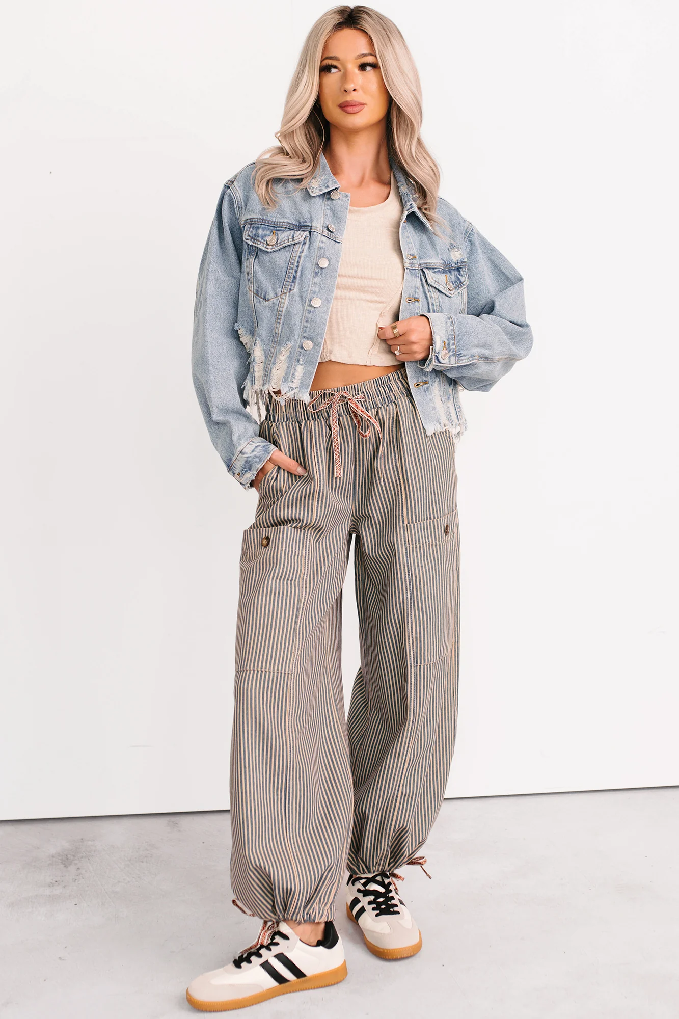 Standing Tall Signature 8 Distressed Denim Jacket (Medium Denim) - Image 5