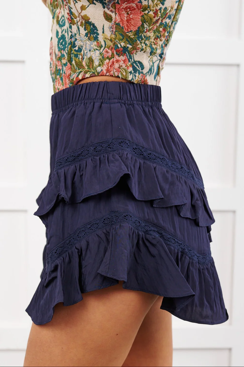 Star Guides High Rise Detailed Layered Shorts (Navy) - Image 7