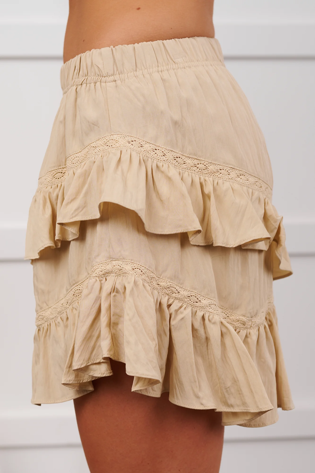 Star Guides High Rise Detailed Layered Shorts (Taupe) - Image 5