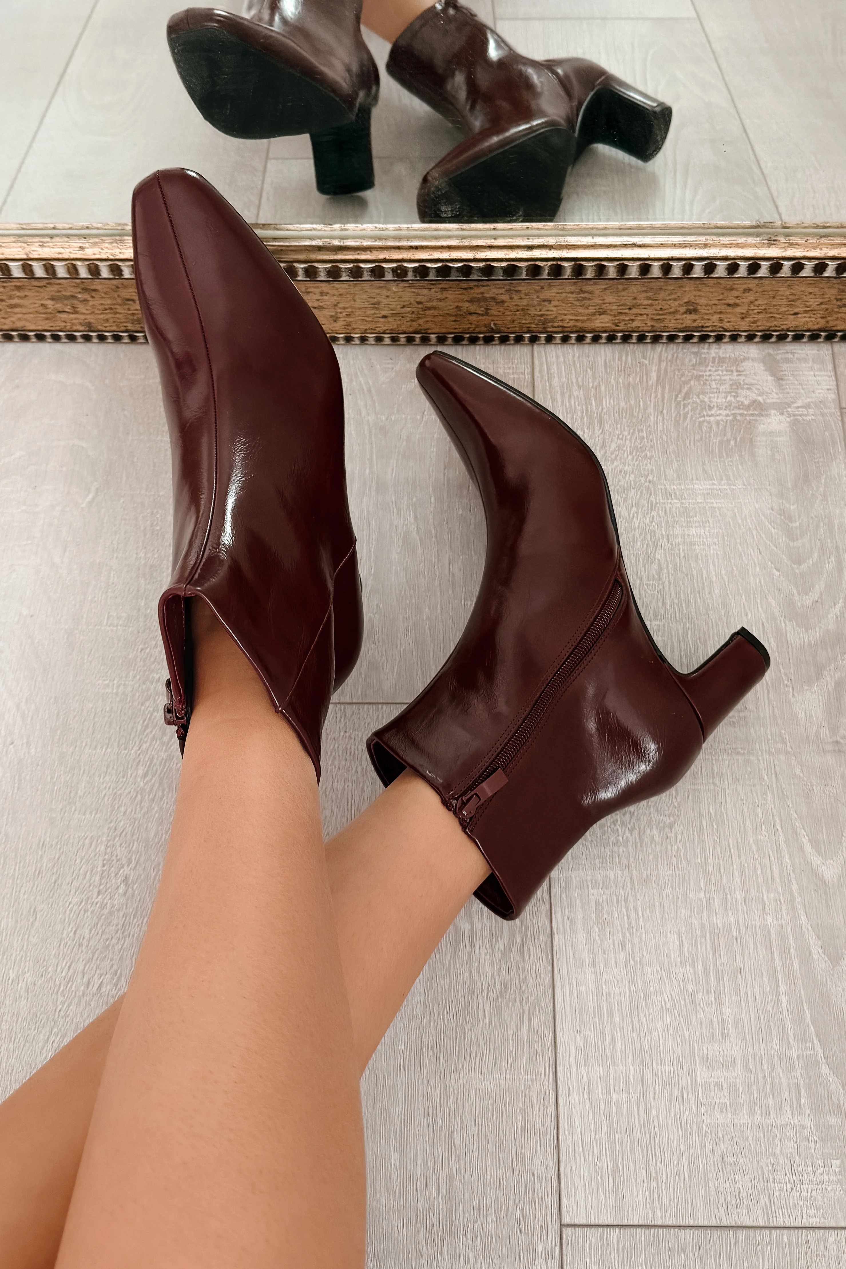 Starlet Status Glossy Pointed Toe Booties (Wine) - Image 3