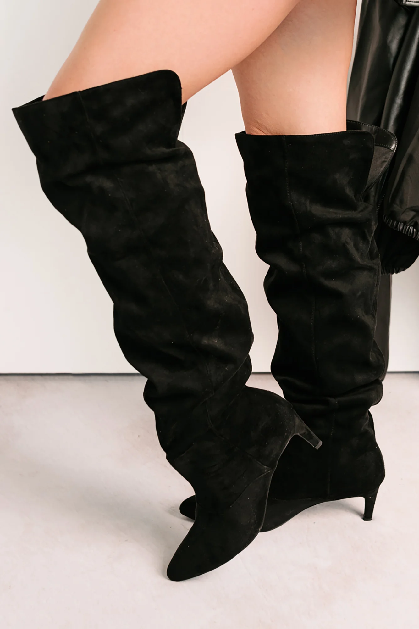Staying Strong Faux Suede Stiletto Heel Boots (Black) - Image 4