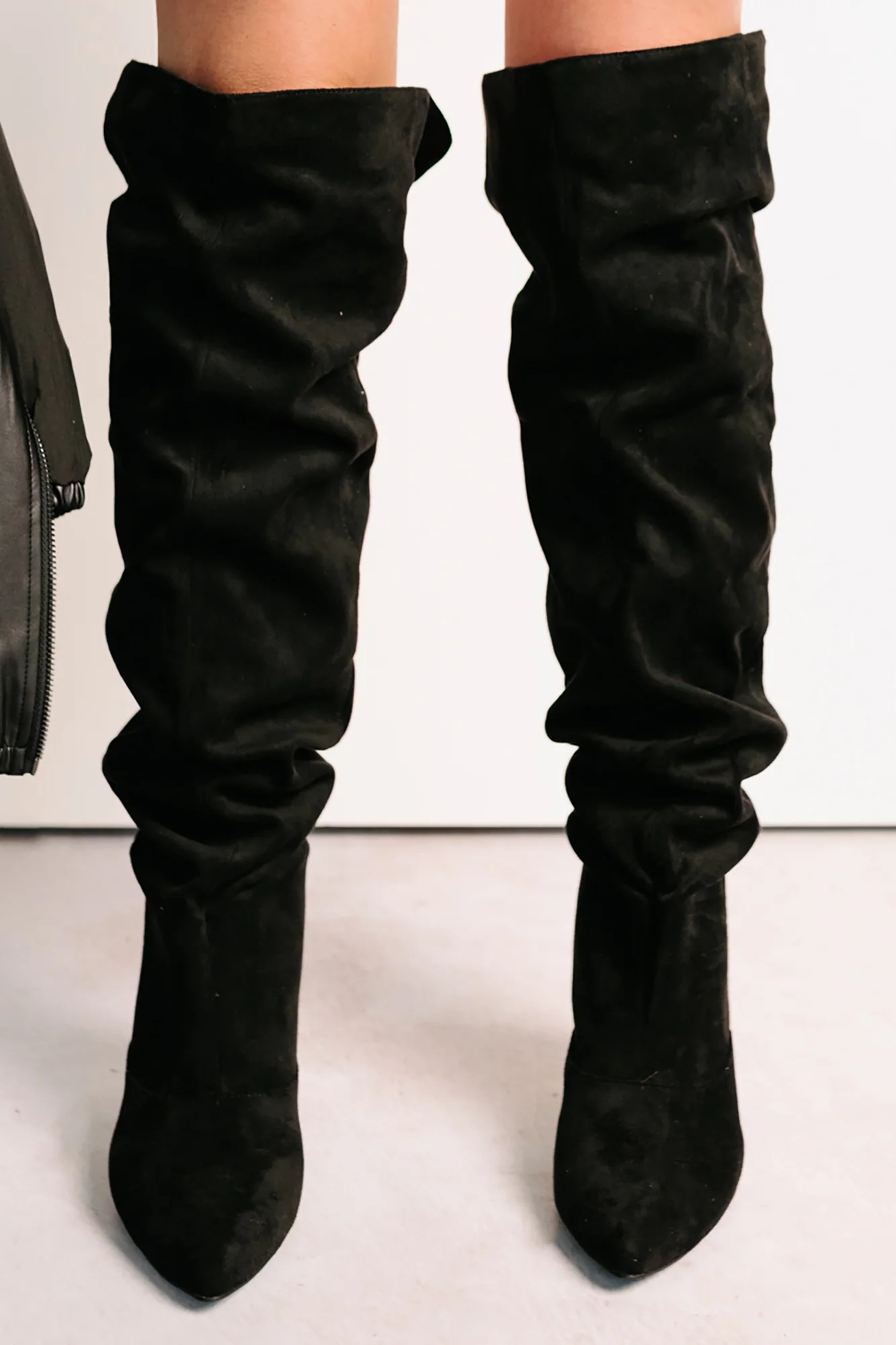 Staying Strong Faux Suede Stiletto Heel Boots (Black) - Image 7