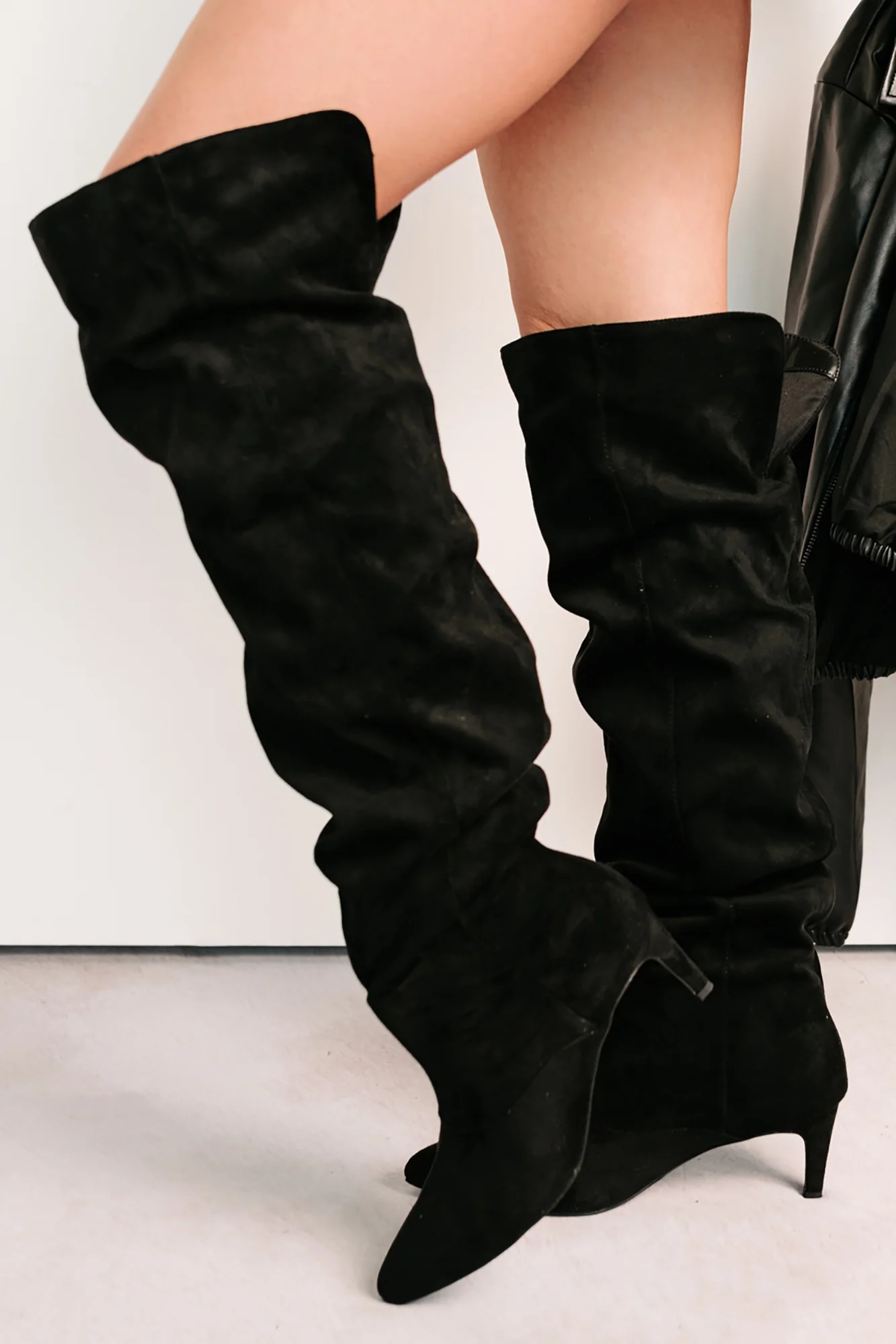 Staying Strong Faux Suede Stiletto Heel Boots (Black) - Image 8