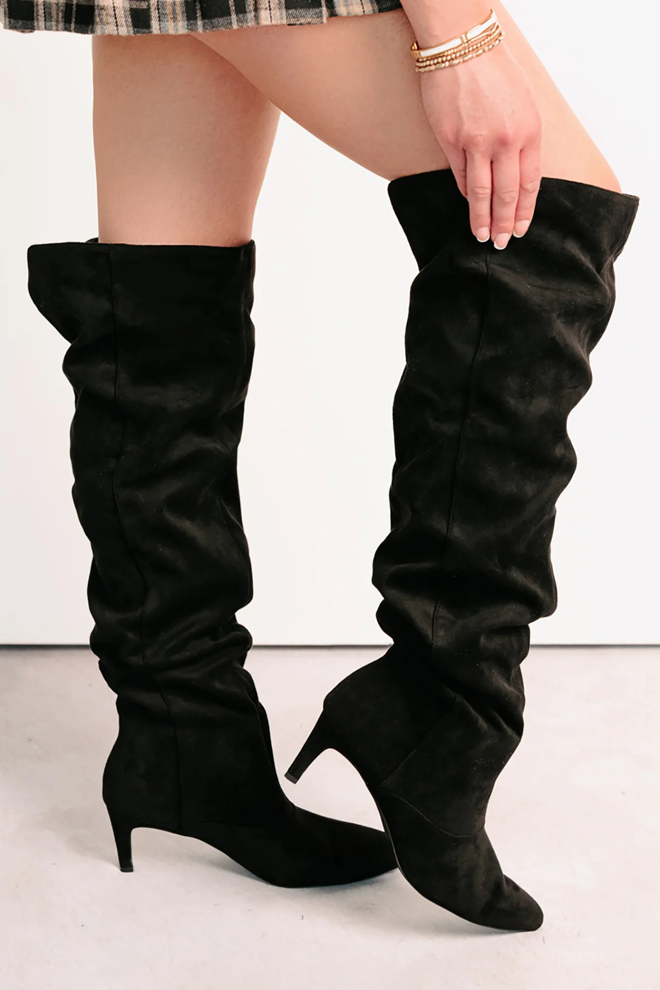 Staying Strong Faux Suede Stiletto Heel Boots (Black) - Image 9