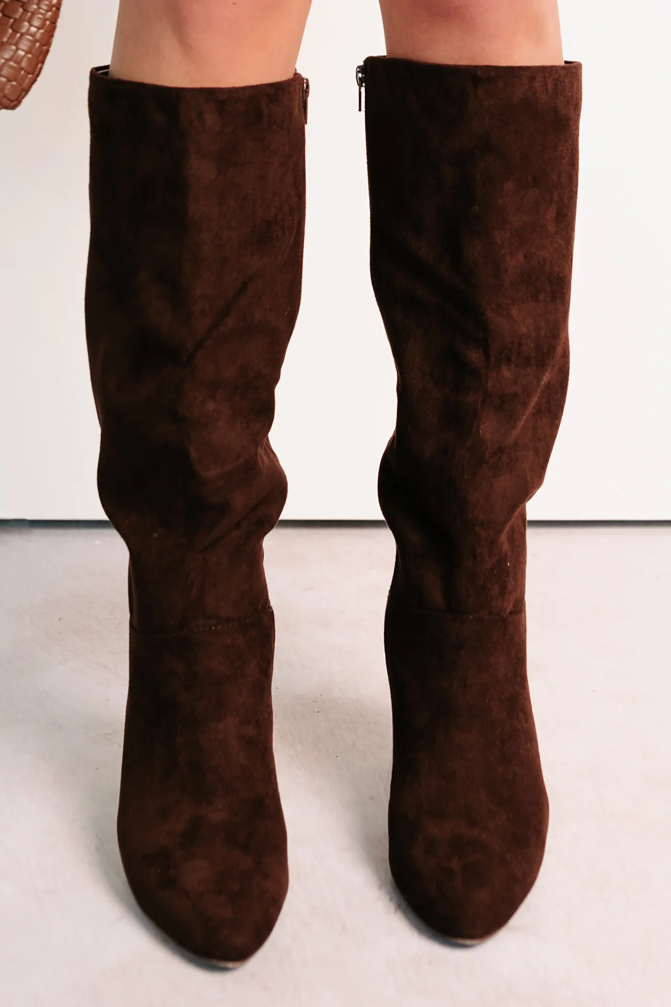 Staying Strong Faux Suede Stiletto Heel Boots (Brown) - Image 8