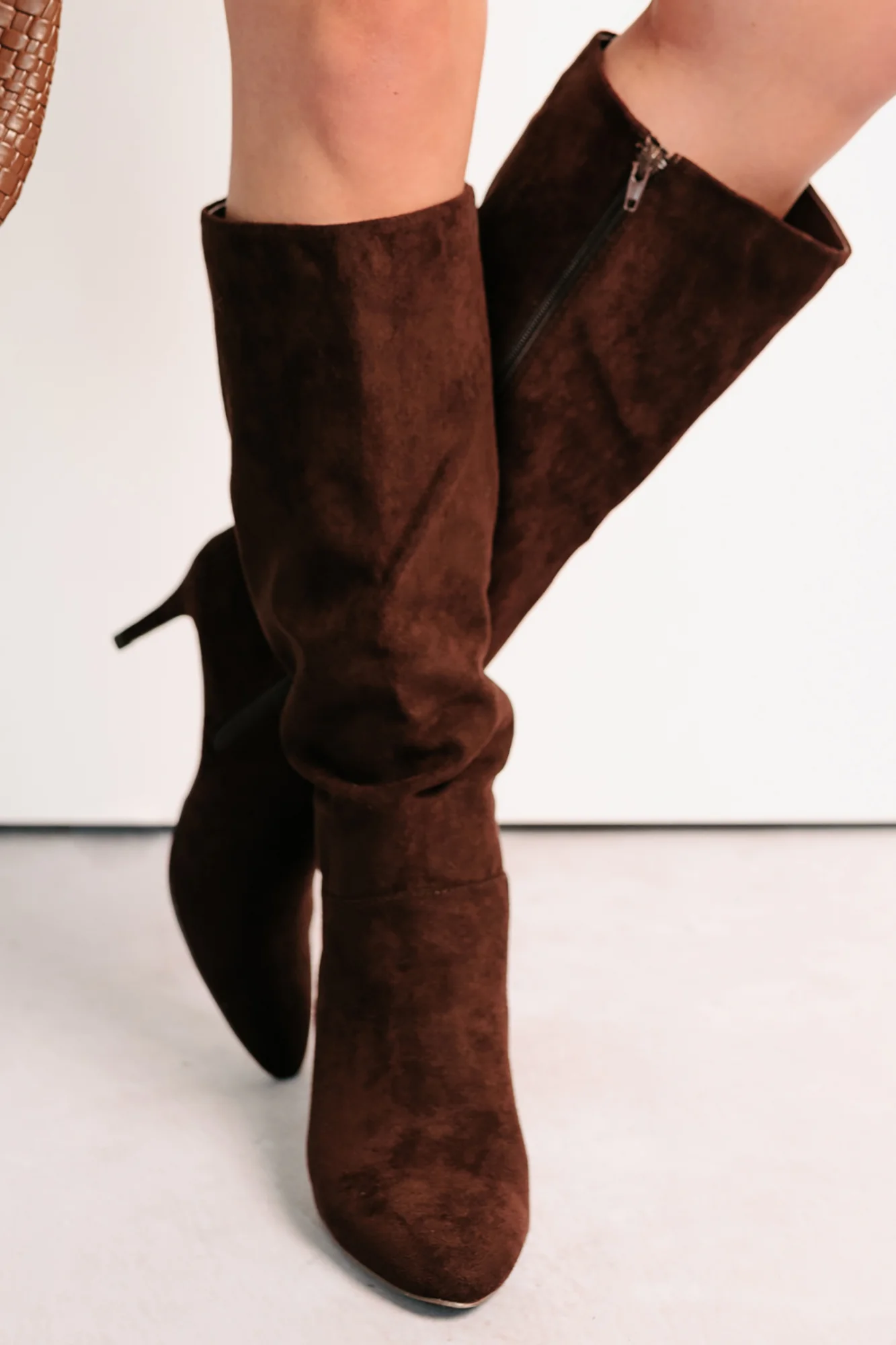 Staying Strong Faux Suede Stiletto Heel Boots (Brown) - Image 9