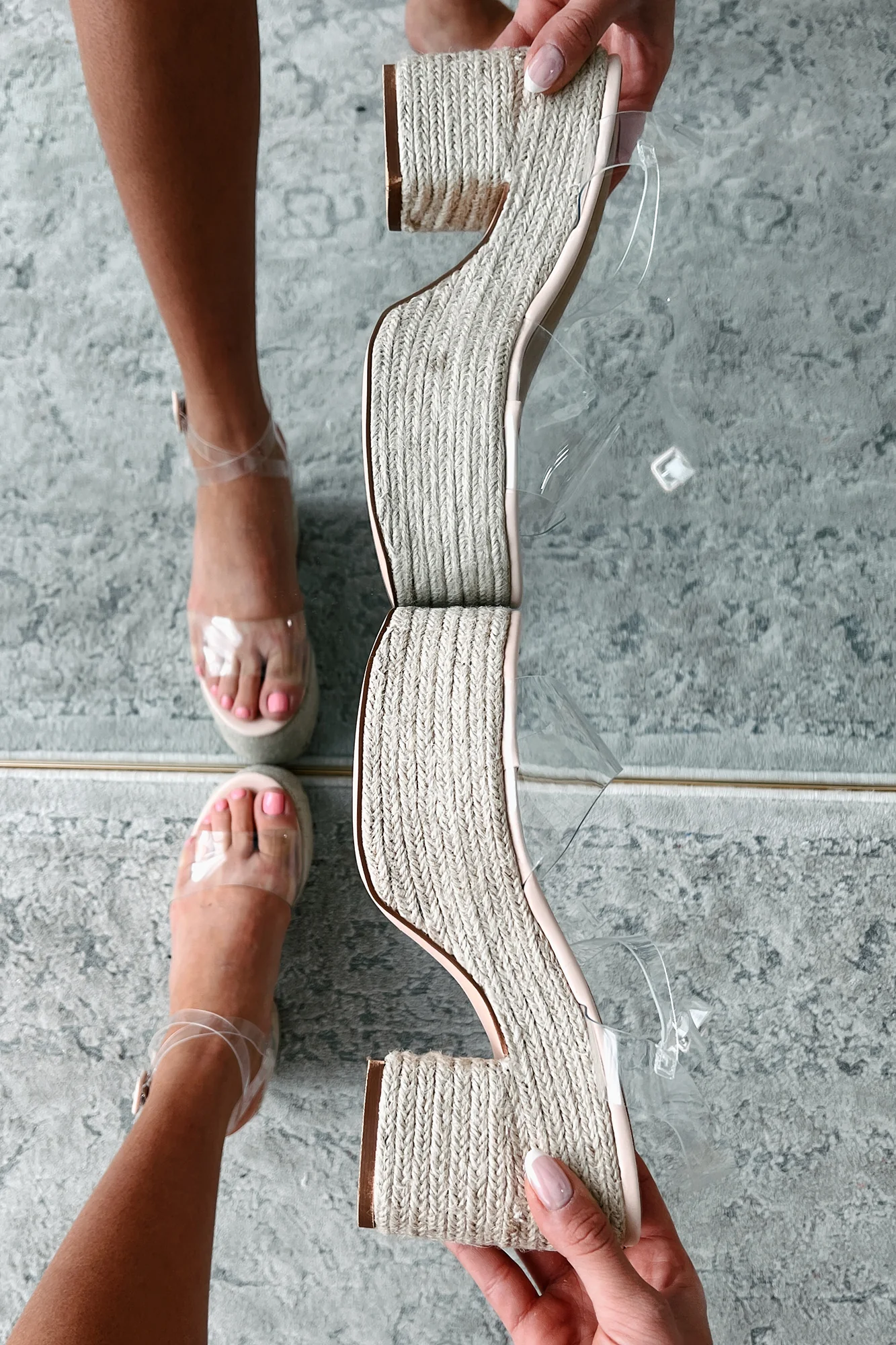 Steer Clear Espadrille Platform Sandal (Clear/Nude) - Image 4