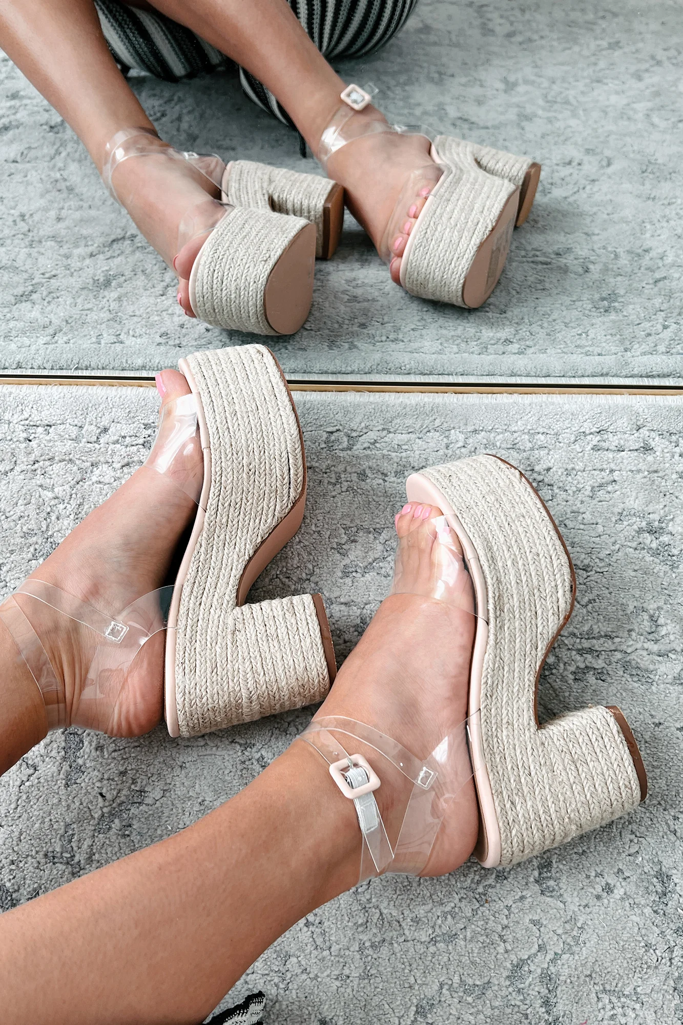 Steer Clear Espadrille Platform Sandal (Clear/Nude) - Image 5