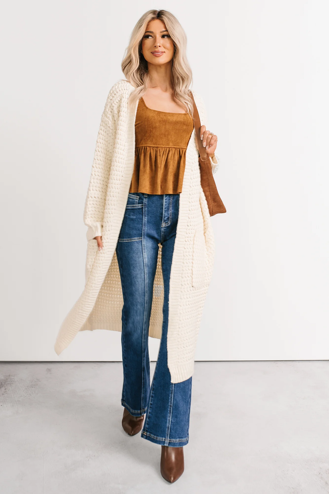 Still Dreaming Cable Knit Long Cardigan (Cream) - Image 4