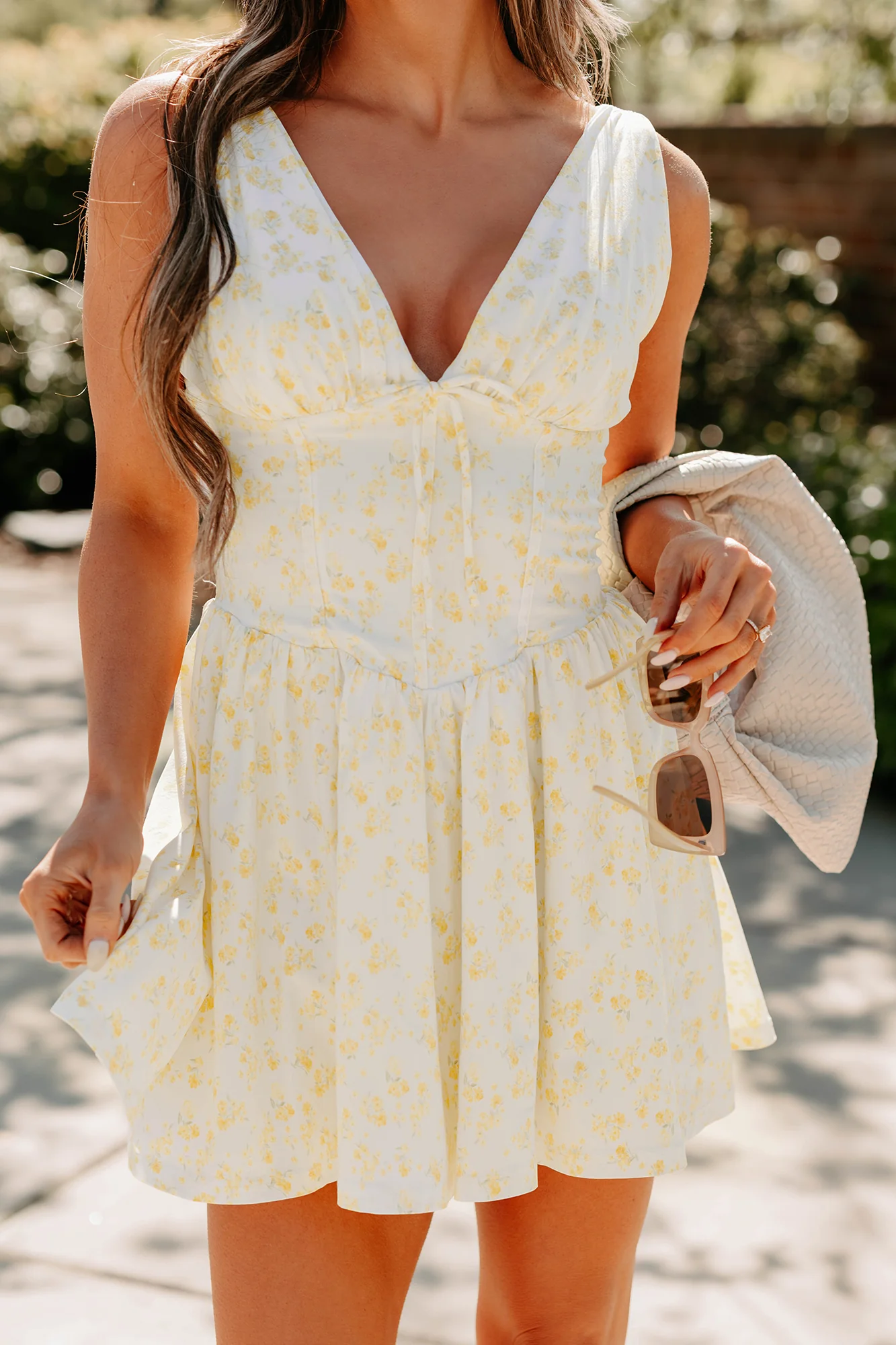 Stop & Bloom Sleeveless Floral Mini Dress (Yellow) - Image 4