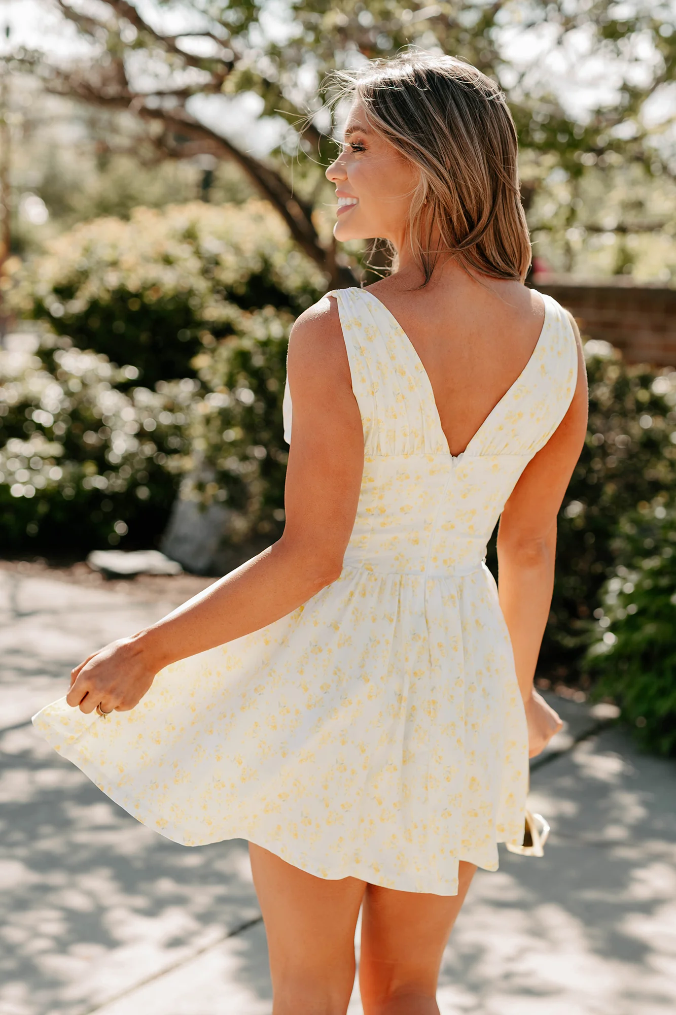 Stop & Bloom Sleeveless Floral Mini Dress (Yellow) - Image 6