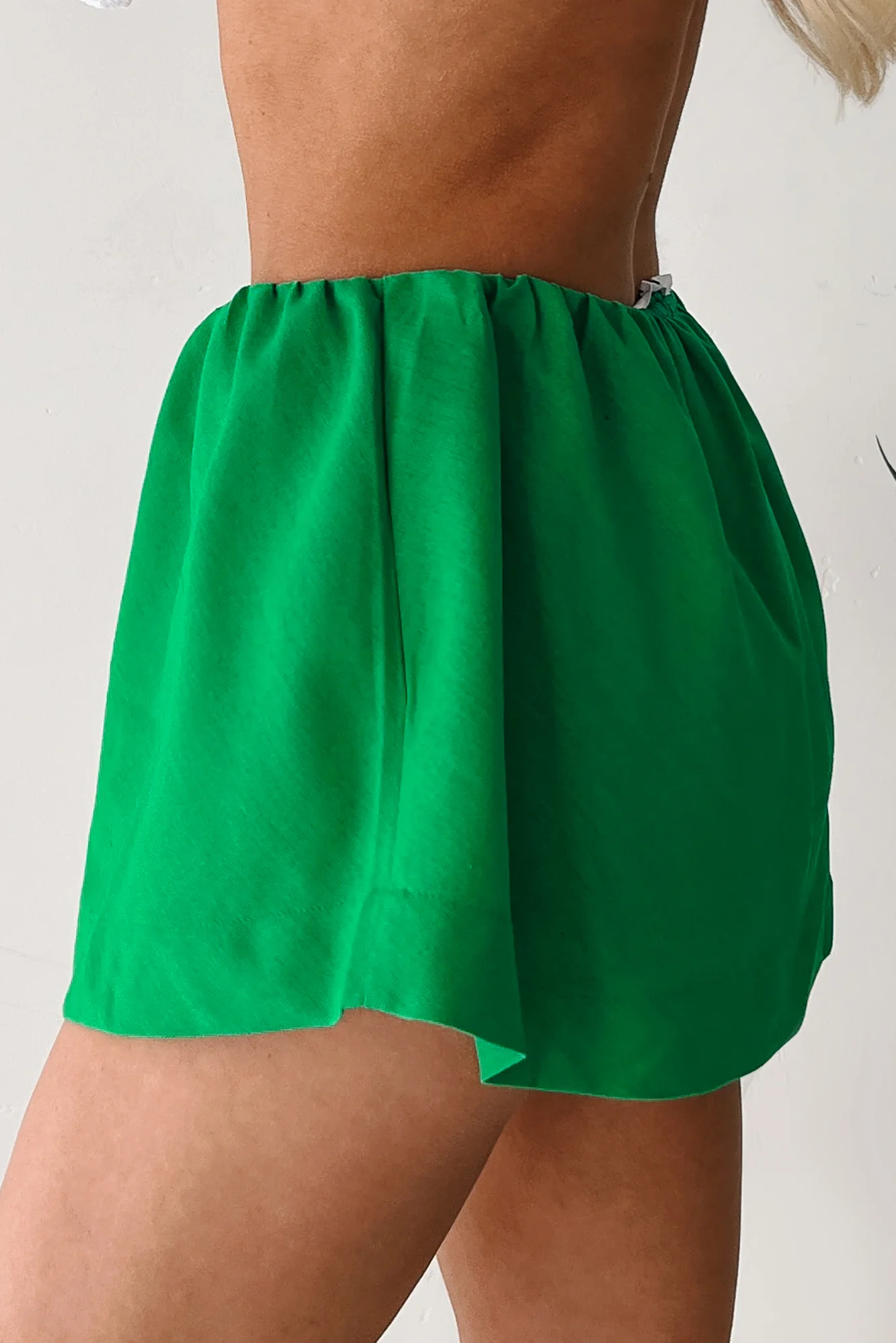 Street Style Spark Linen Mini Skirt (Green) - Image 5