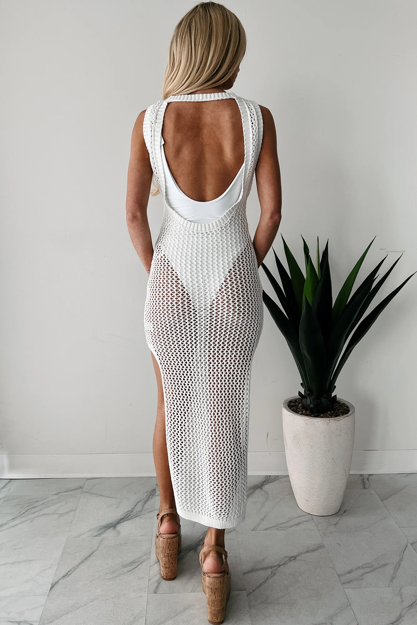 Subtle Glam Crochet Maxi Dress (Off White) - Image 3