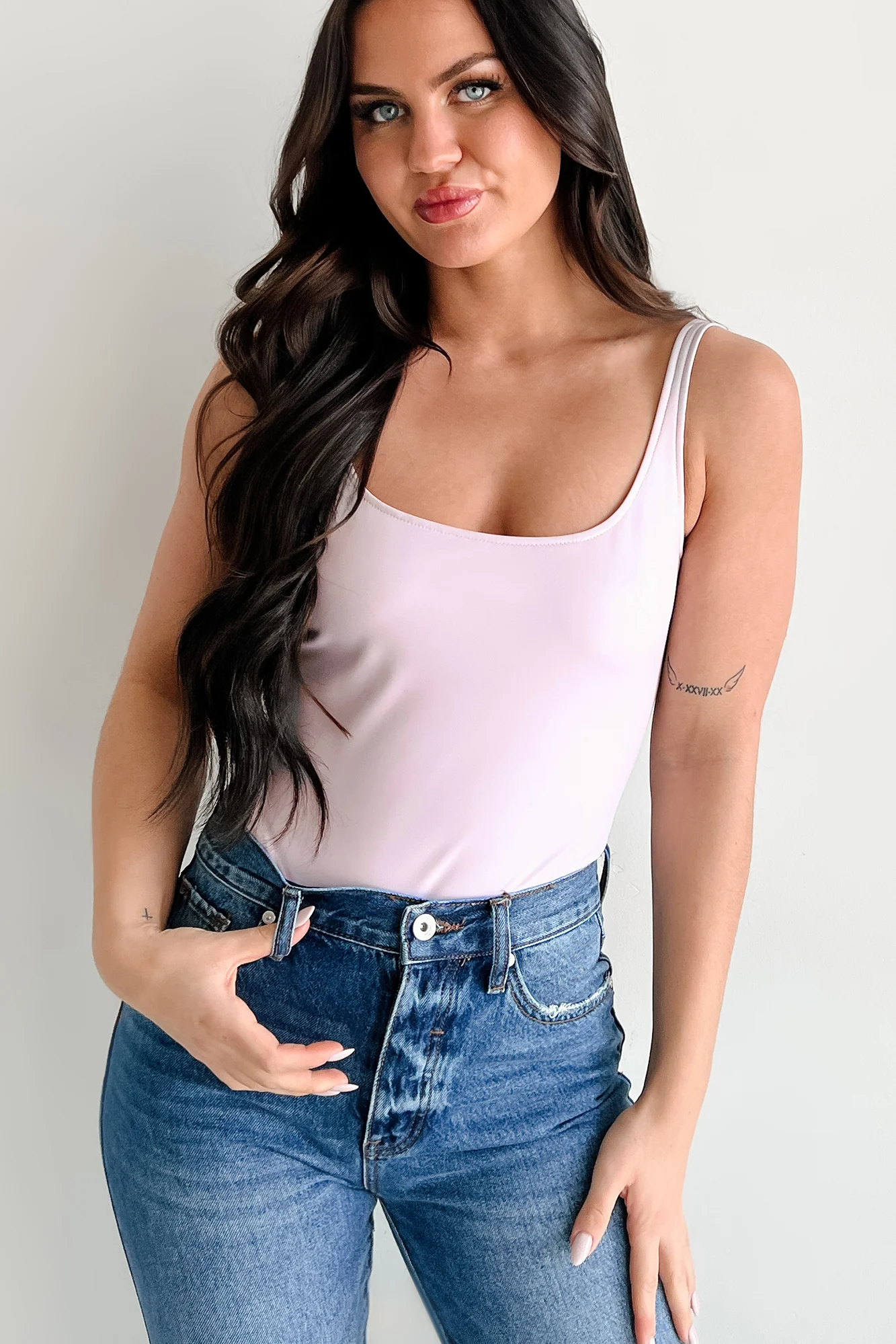 Summer Feels Forever Sleeveless Faux Leather Bodysuit (Lavender) - Image 2