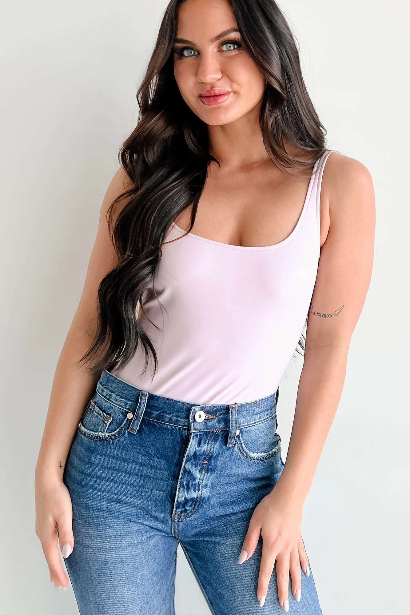 Summer Feels Forever Sleeveless Faux Leather Bodysuit (Lavender) - Image 8