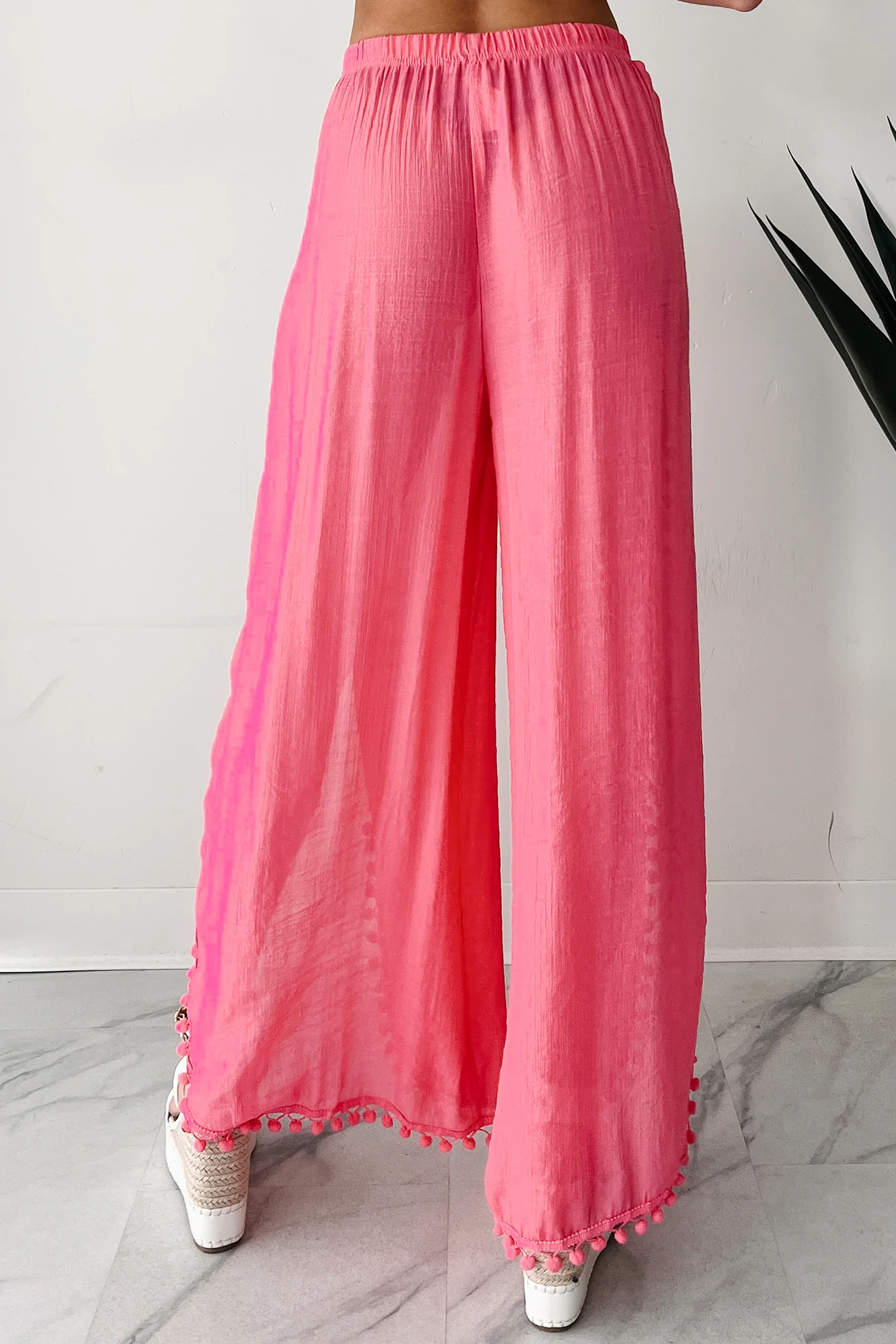 Summer Kisses Flowy Tulip Hem Pants (Hot Pink) - Image 5