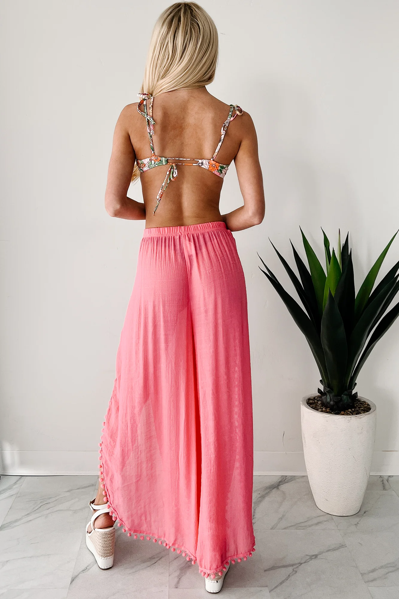 Summer Kisses Flowy Tulip Hem Pants (Hot Pink) - Image 8