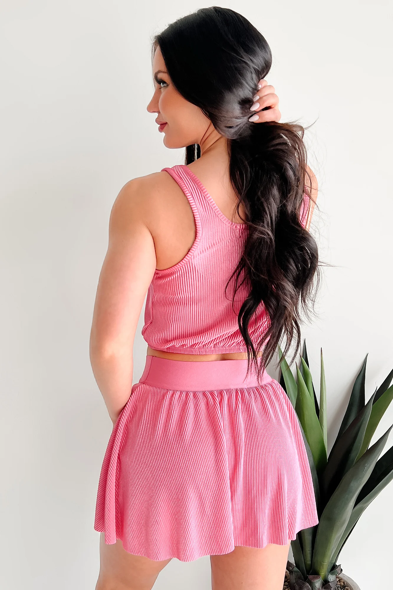 Summer Nights Crop Top & Mini Skirt Set (Pink) - Image 5