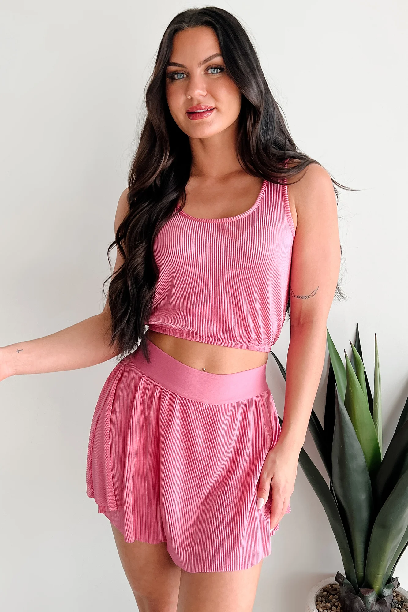 Summer Nights Crop Top & Mini Skirt Set (Pink) - Image 9