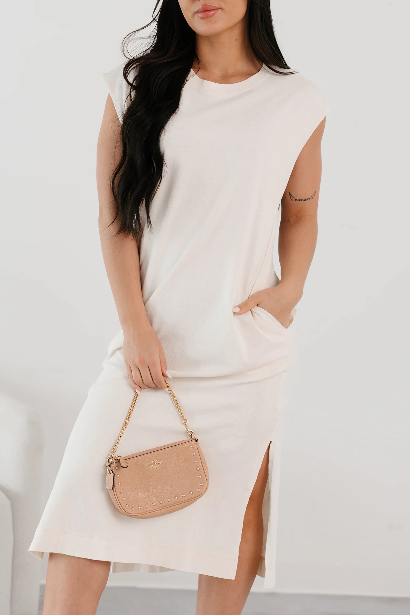 Sundays In Bed Sleeveless Midi Dress (Ivory) - Image 3