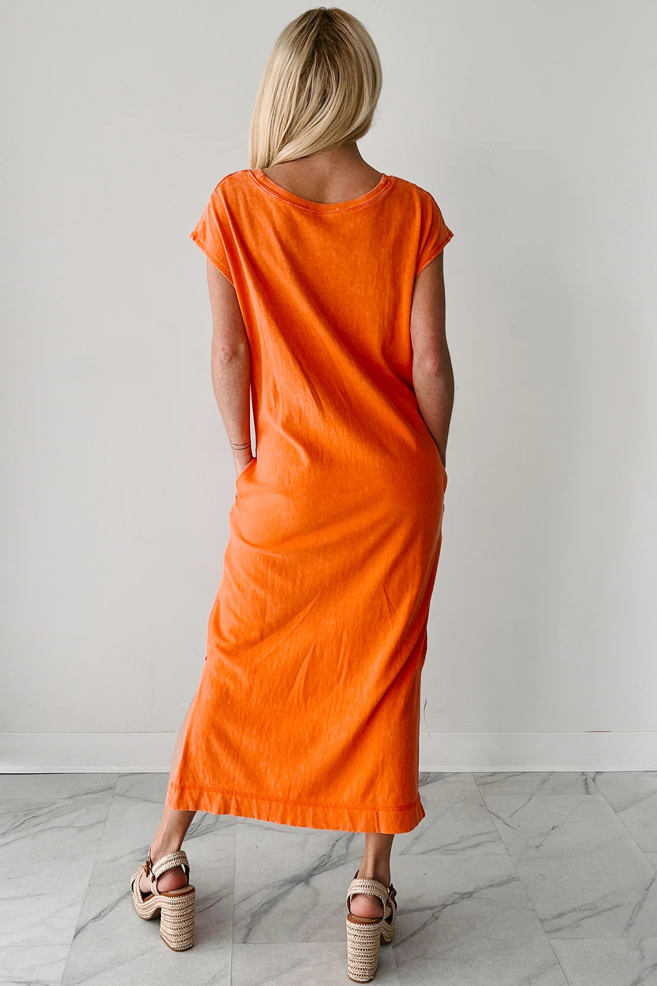 Sundays In Bed Sleeveless Midi Dress (Orange) - Image 6