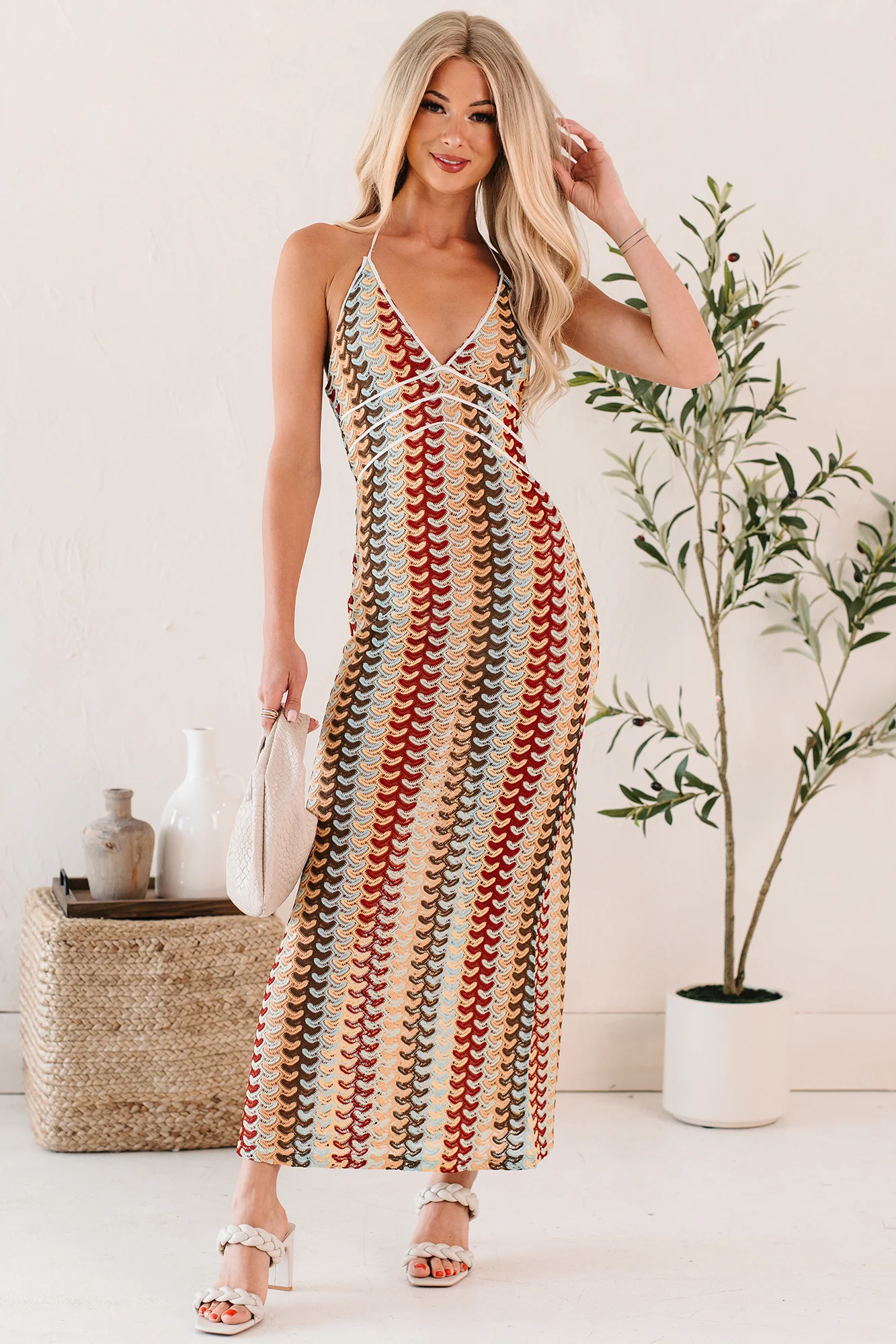 Sunglow State Crochet Halter Maxi Dress (Multi) - Image 4