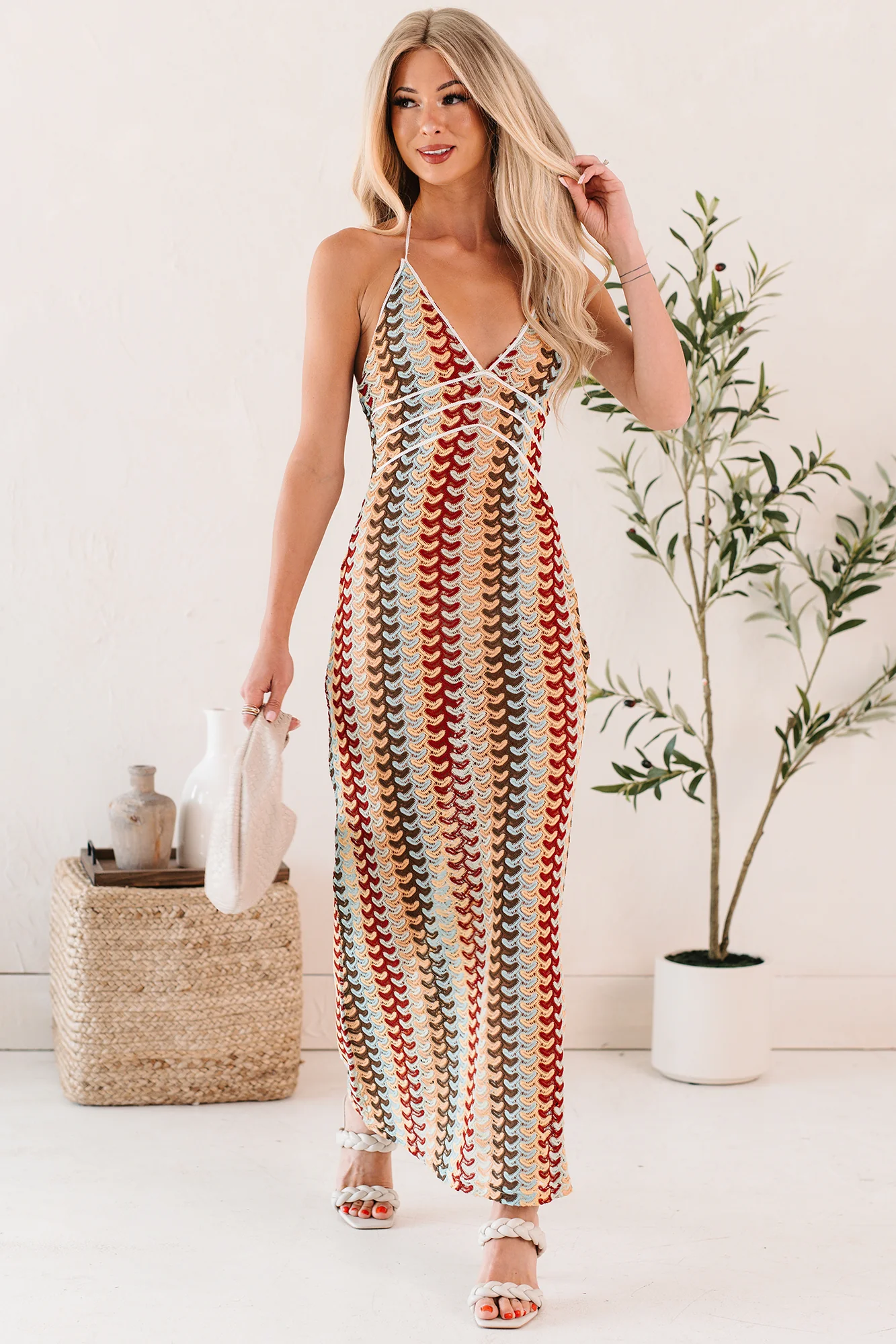 Sunglow State Crochet Halter Maxi Dress (Multi) - Image 8