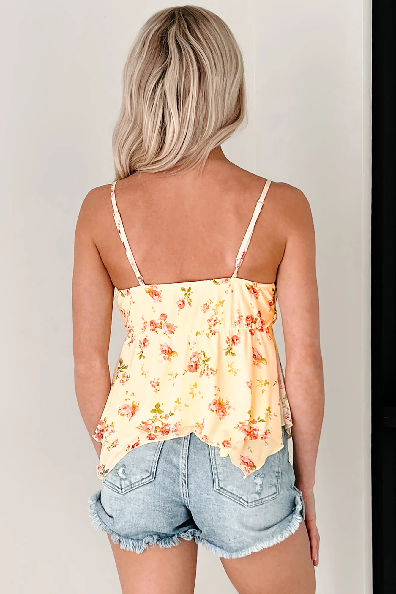 Sunlit Blooms Floral Mesh Tank Top (Yellow/Rose Blossom) - Image 4