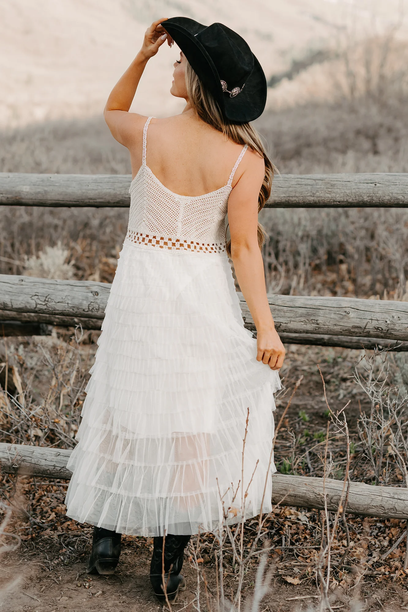 Sunlit Serenity Crochet Ruffle POL Dress (Natural) - Image 6