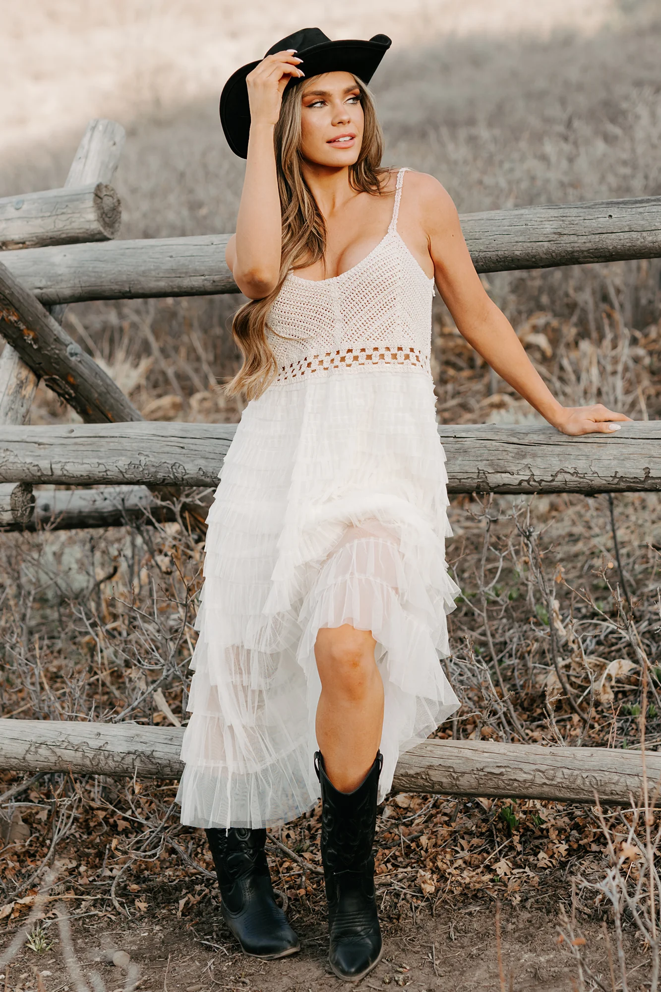 Sunlit Serenity Crochet Ruffle POL Dress (Natural) - Image 7