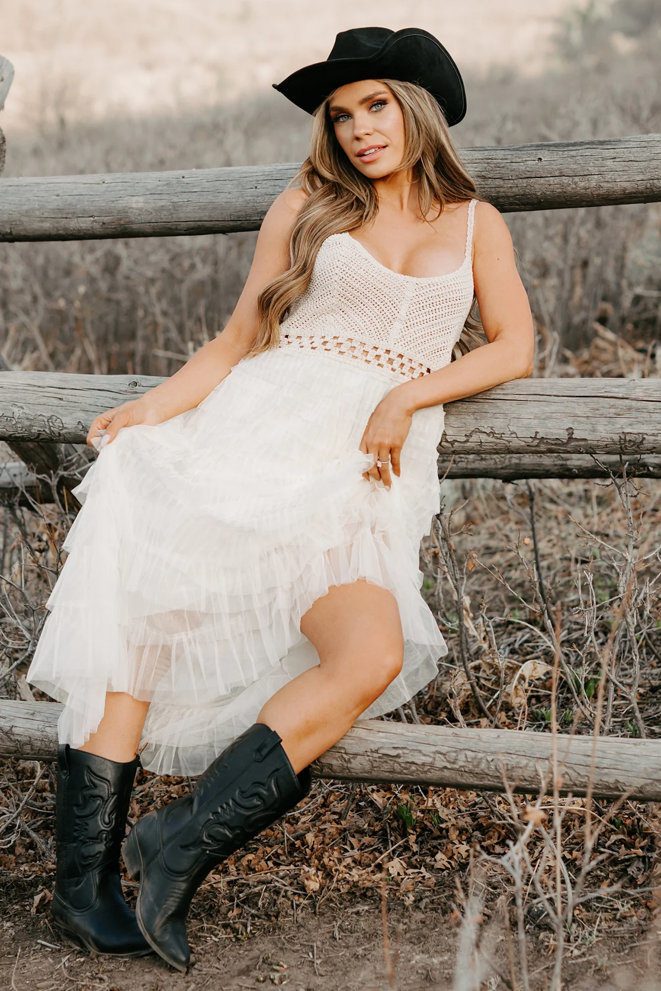 Sunlit Serenity Crochet Ruffle POL Dress (Natural) - Image 9