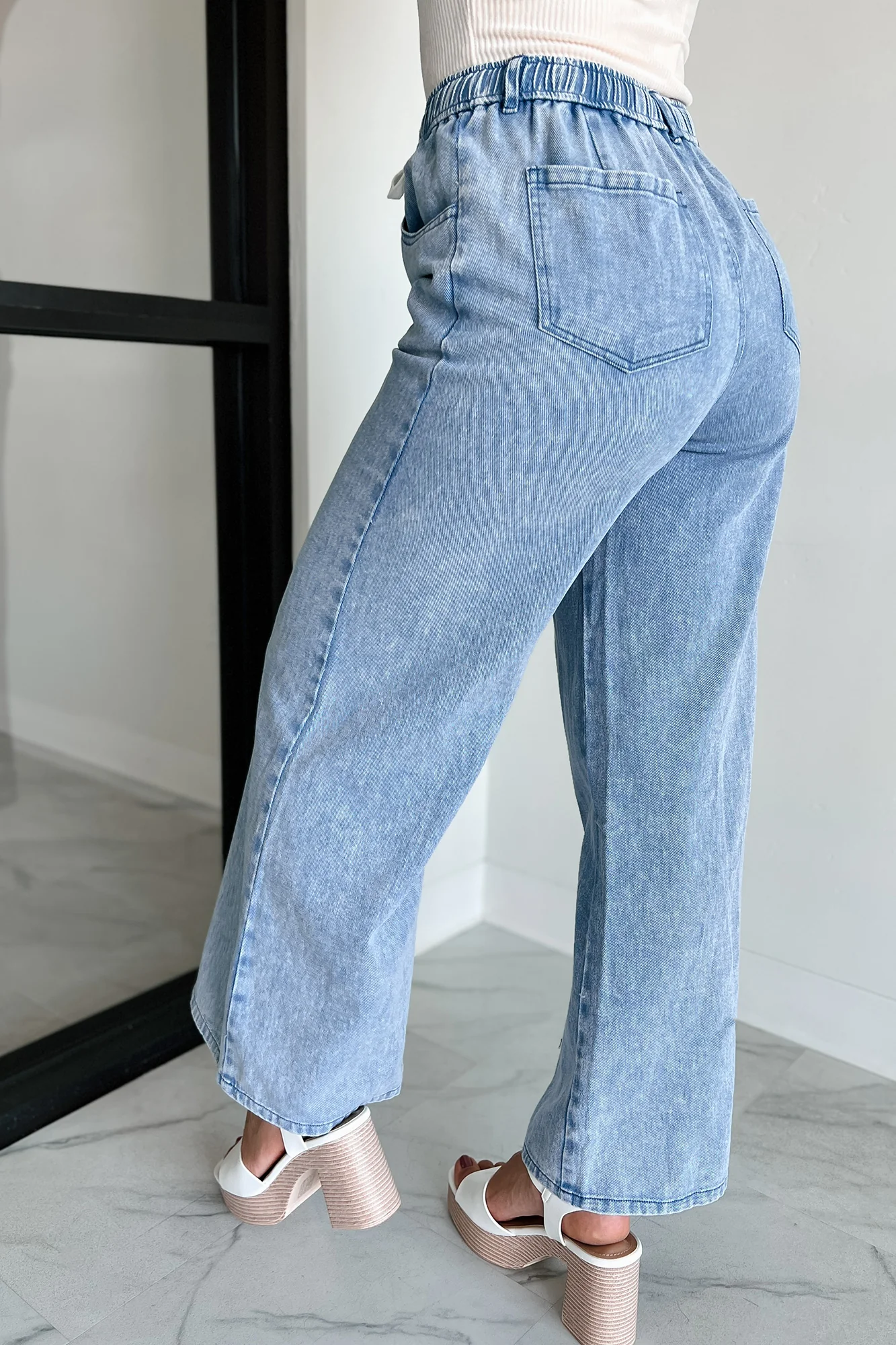Sunny In San Fran Wide Leg Denim Pants (Denim Blue) - Image 5