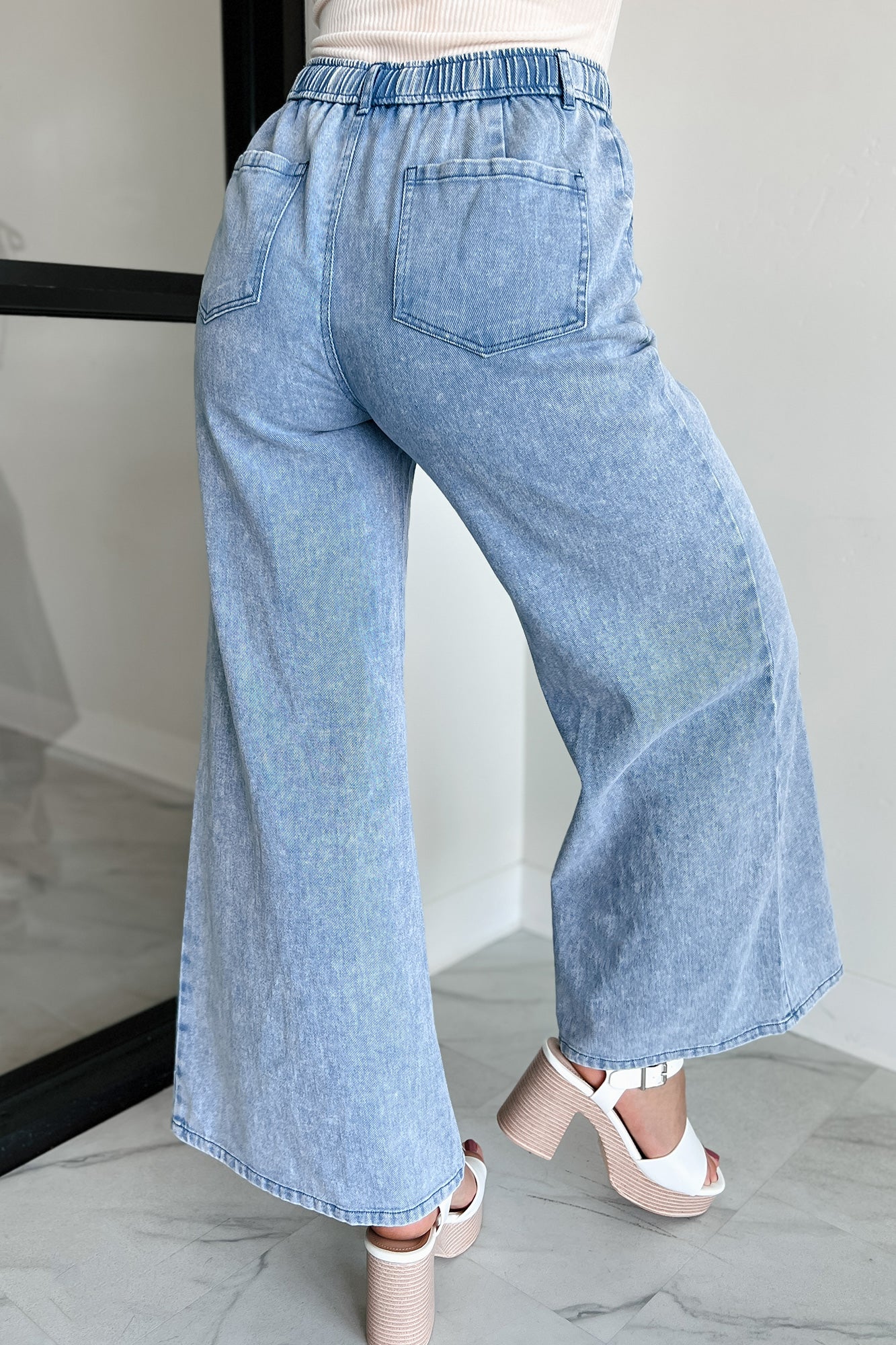 Sunny In San Fran Wide Leg Denim Pants (Denim Blue) - Image 6