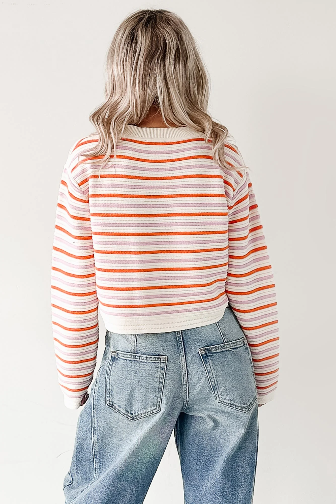 Sunset Feelings Stripe Knit Sweater (Cream/Pink/Orange) - Image 5