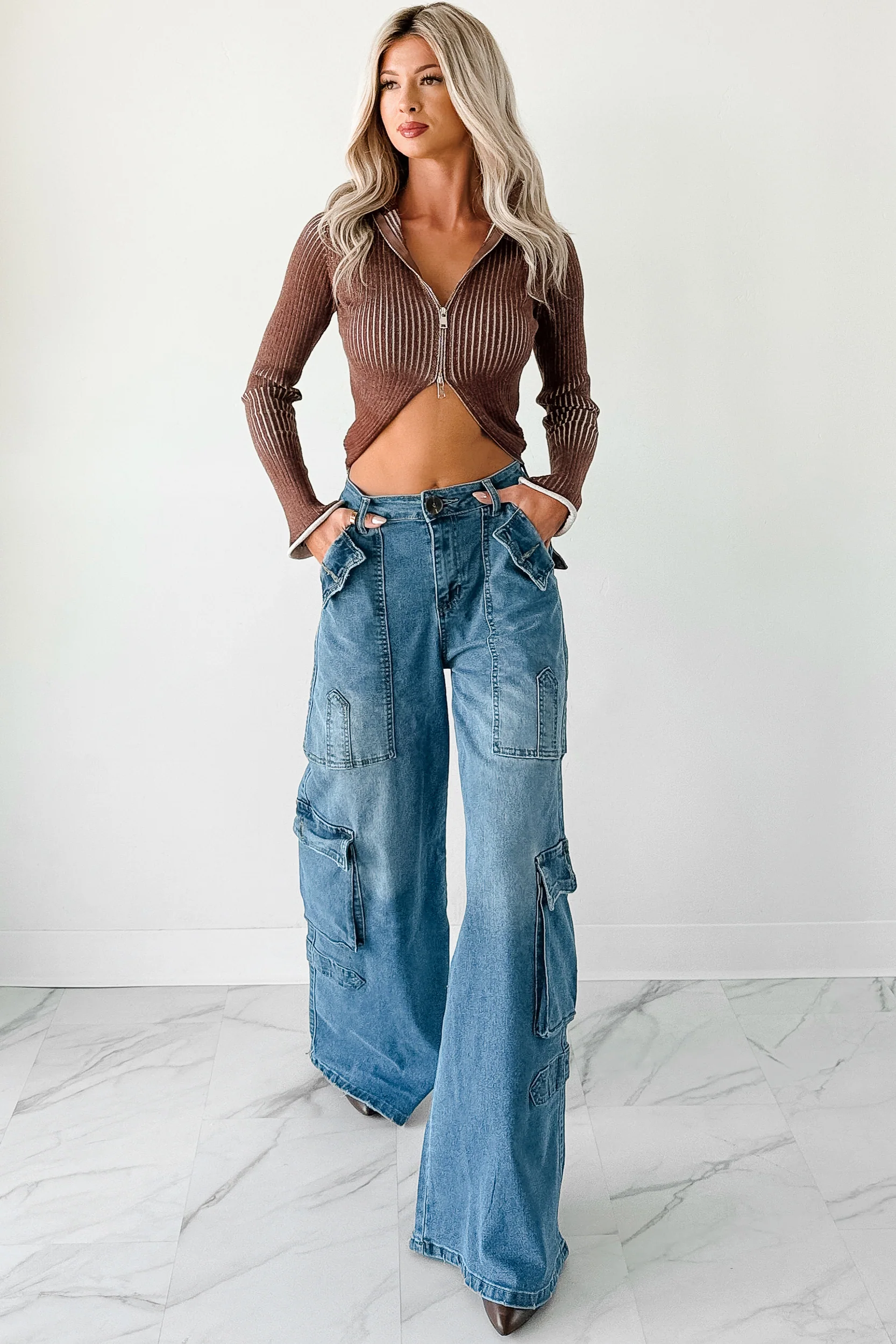 Susan Wide Leg Balboa Cargo Jeans (Medium) - Image 7