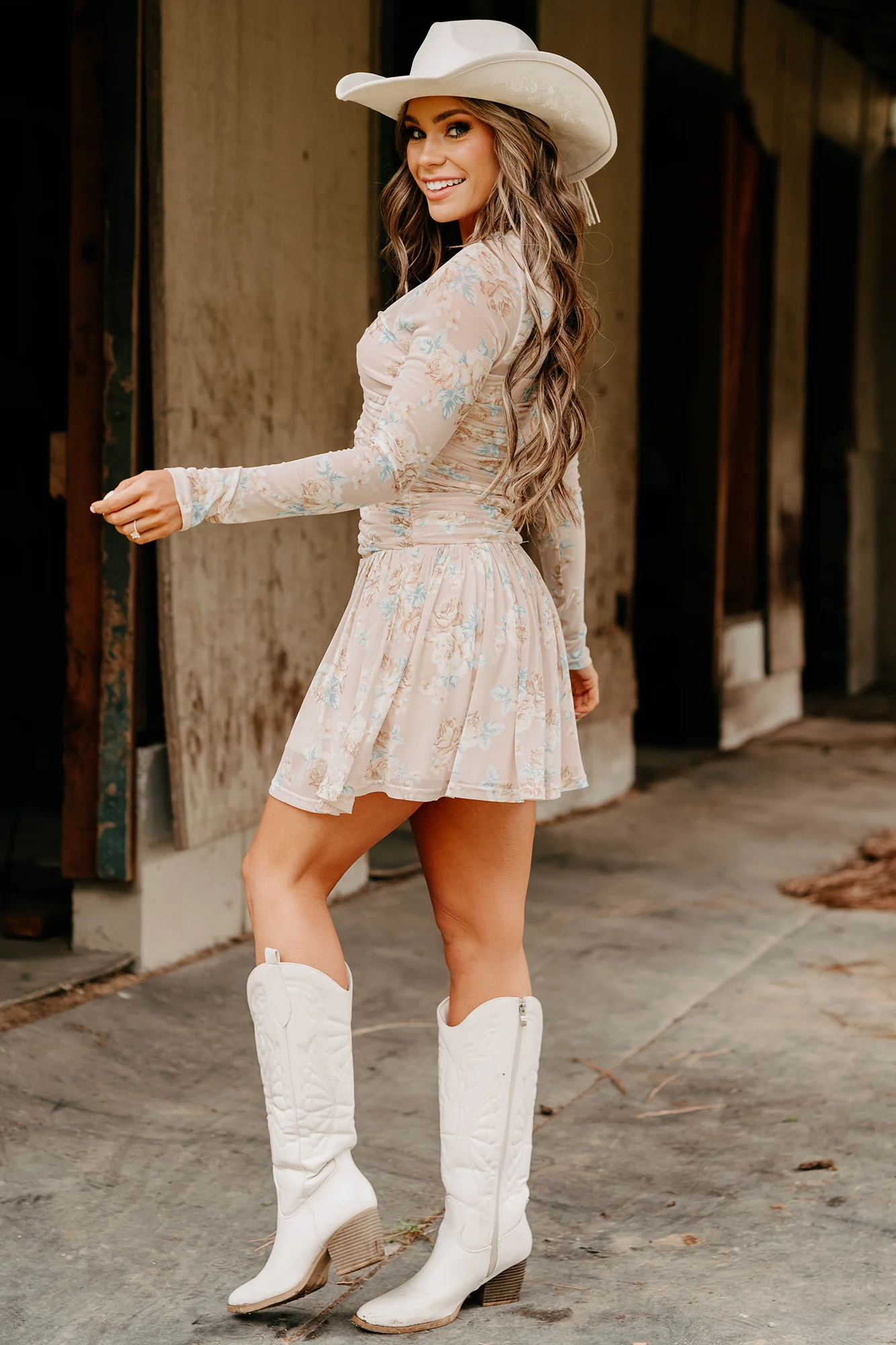 Sweet As Summer Floral Ruched Mini Dress (Blush) - Image 4