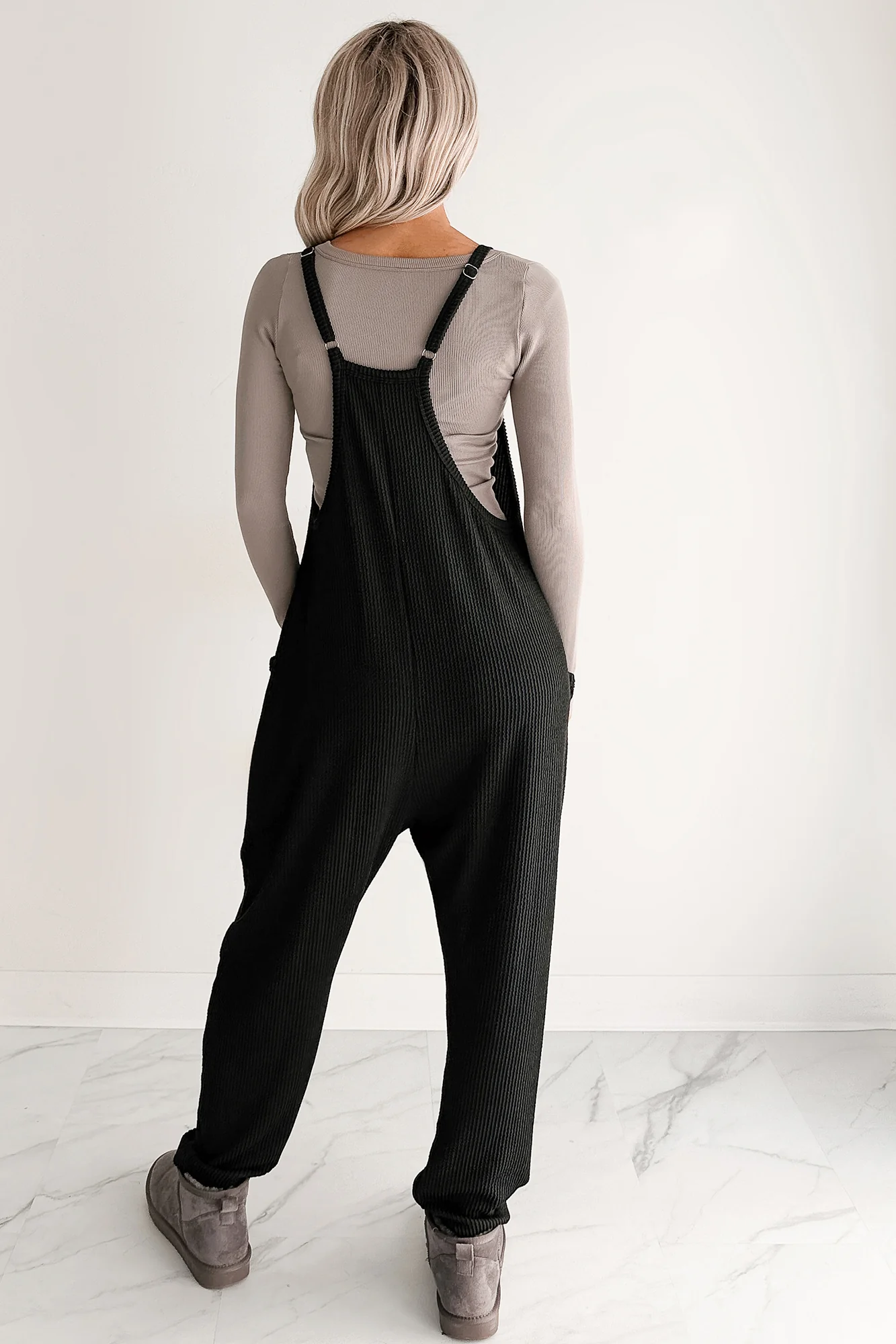 Sweet Crush Ribbed Sleeveless Jumpsuit (Black) - Image 4