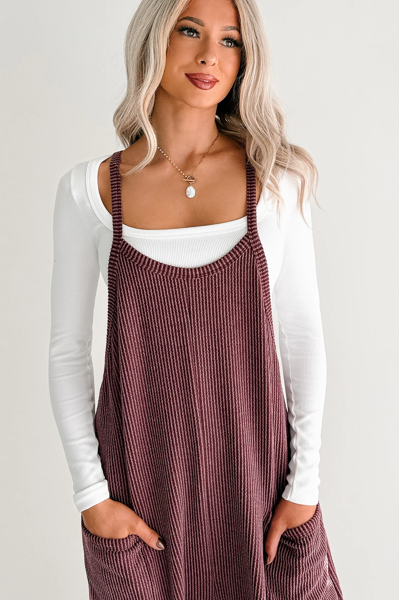Sweet Crush Ribbed Sleeveless Jumpsuit (Maroon) - Image 3