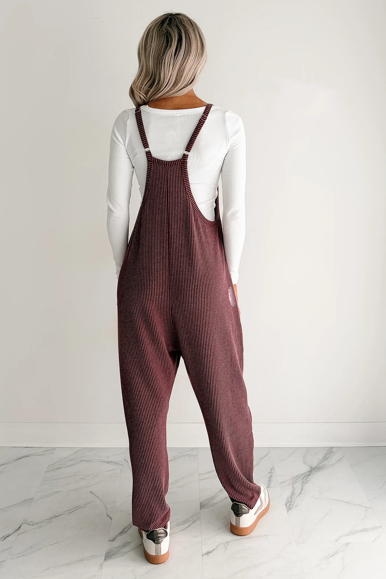 Sweet Crush Ribbed Sleeveless Jumpsuit (Maroon) - Image 5