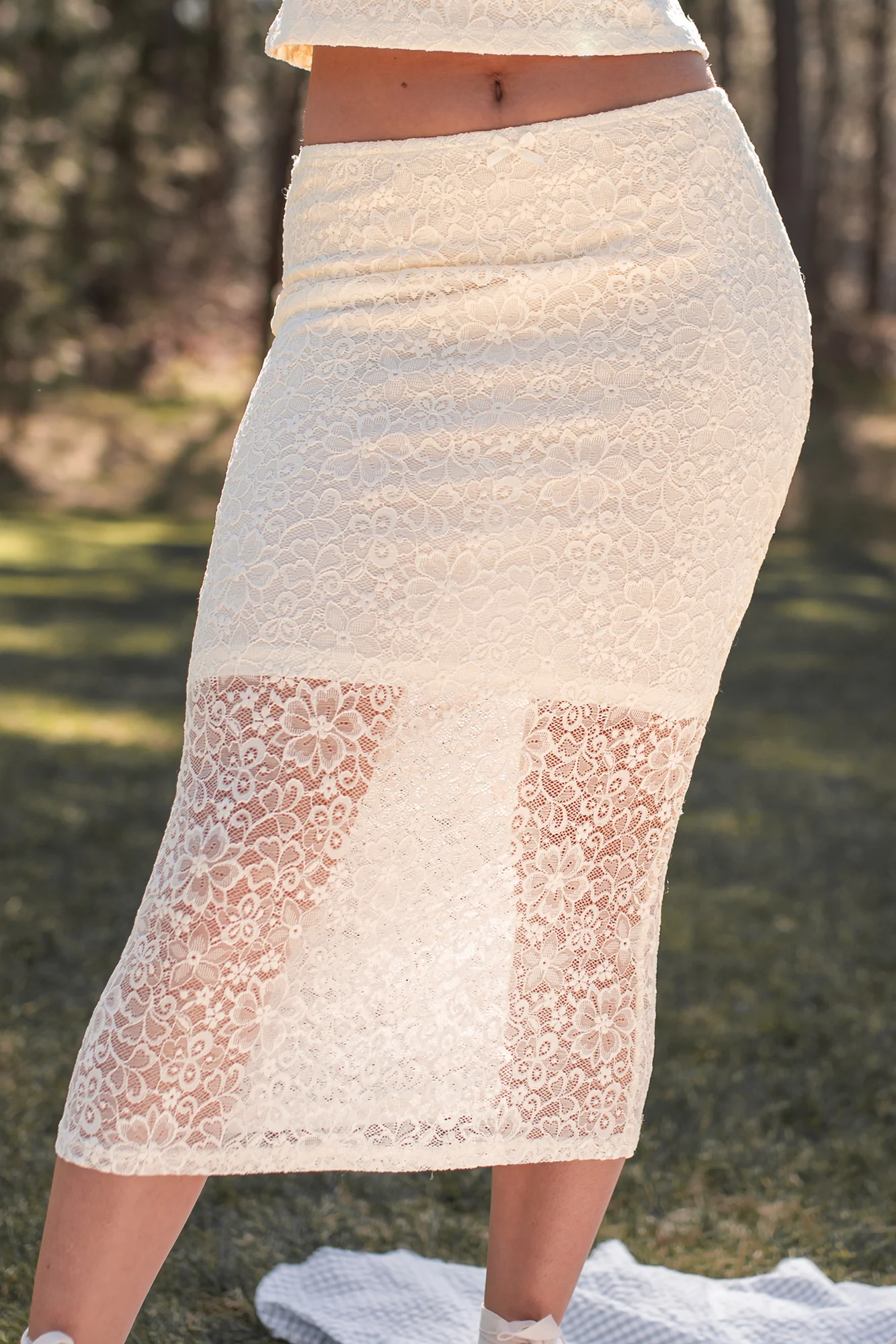 Sweet Eloquence Lace Midi Skirt (Cream) - Image 5