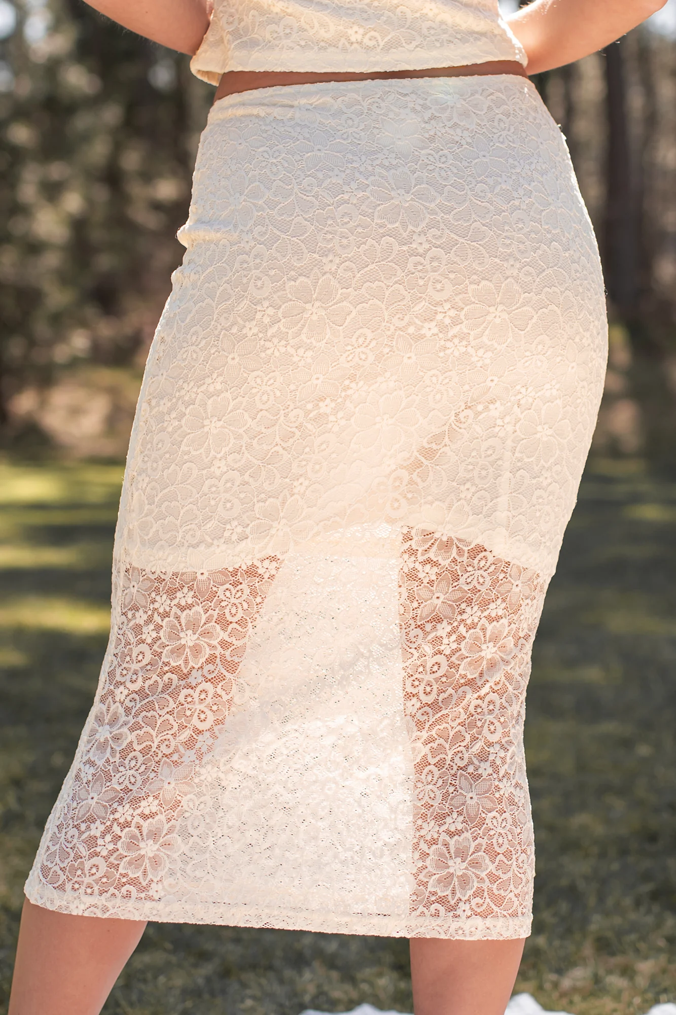 Sweet Eloquence Lace Midi Skirt (Cream) - Image 7